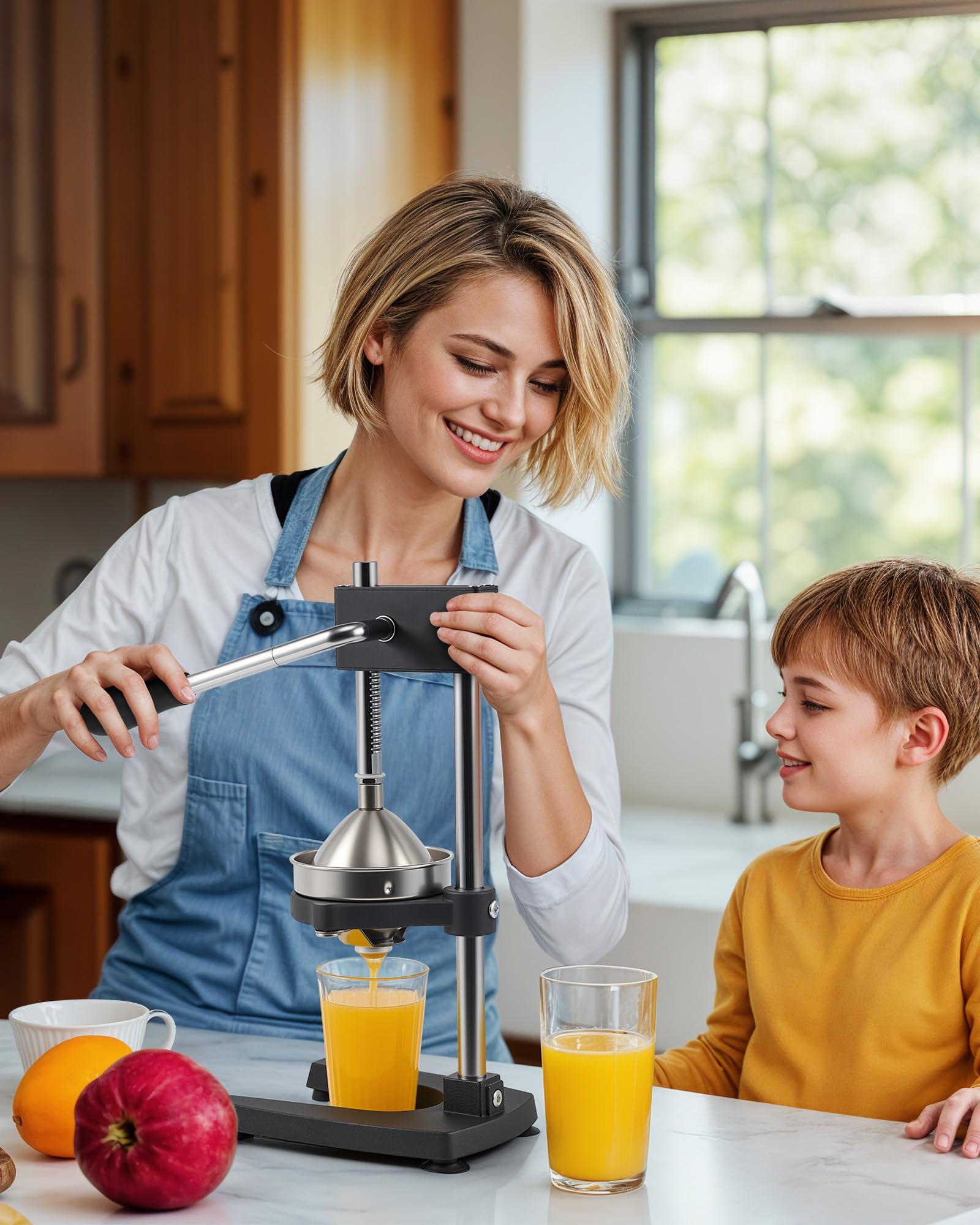 CO-Z Manuelle Zitruspresse, robust mit konischer & flacher Druckplatte, professionelle Zitronenpresse für Orangen, Pomelos, Limetten, Zitronen, spülmaschinengeeignet