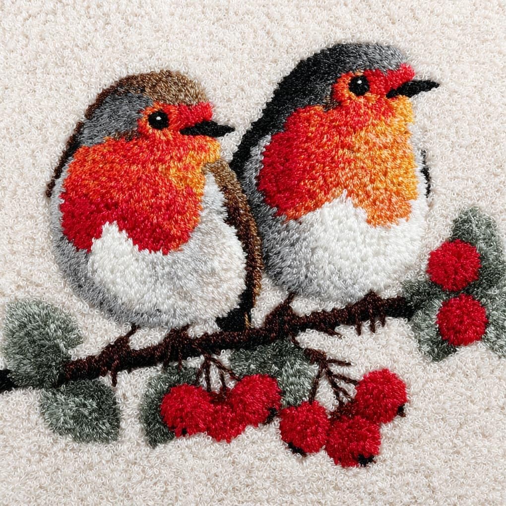 WallustrioaW Latch Hook Pillow Kits Pillow Cover,Christmas Robin