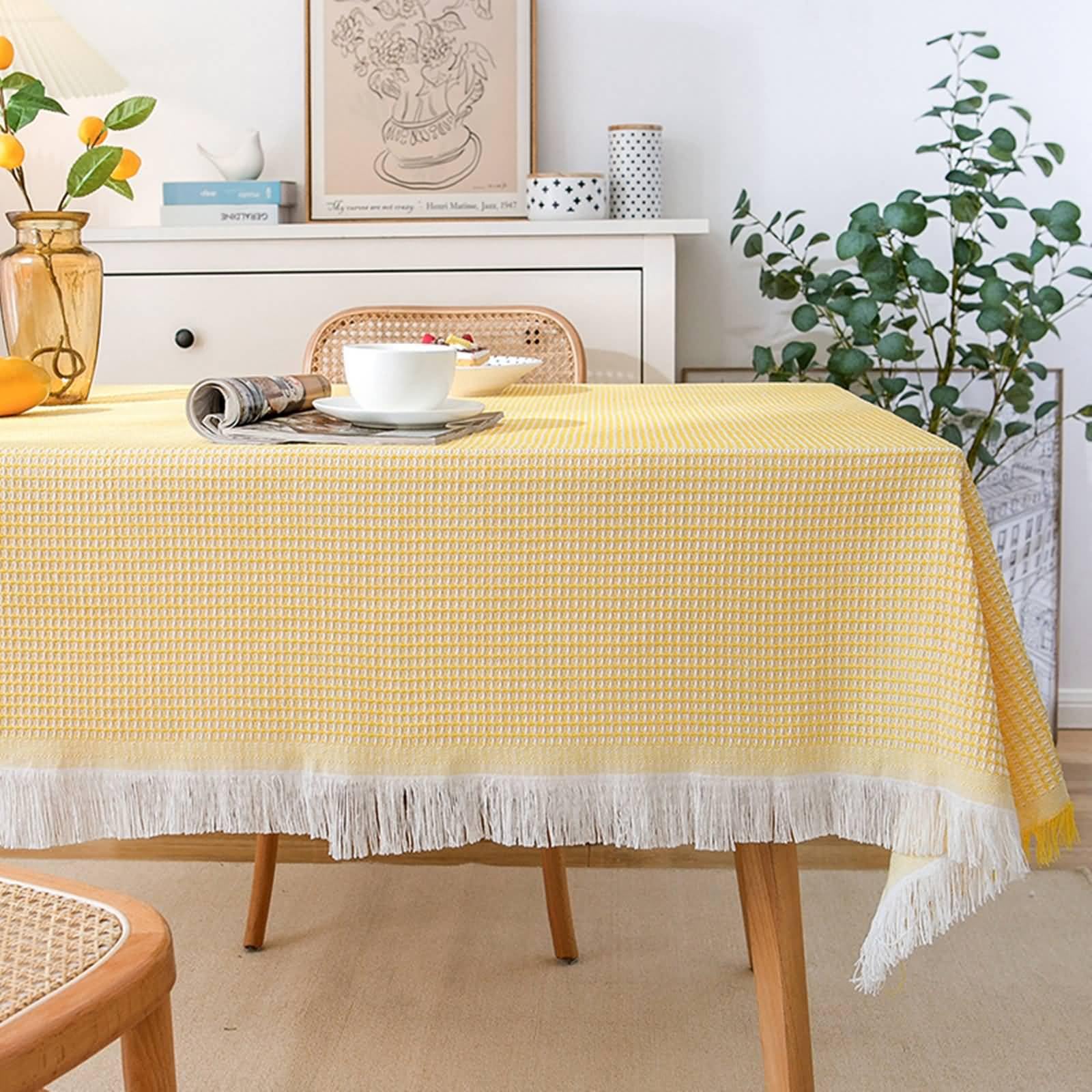 Tovaglie Antimacchia Cotone Poliestere, Giallo, 180x230CM