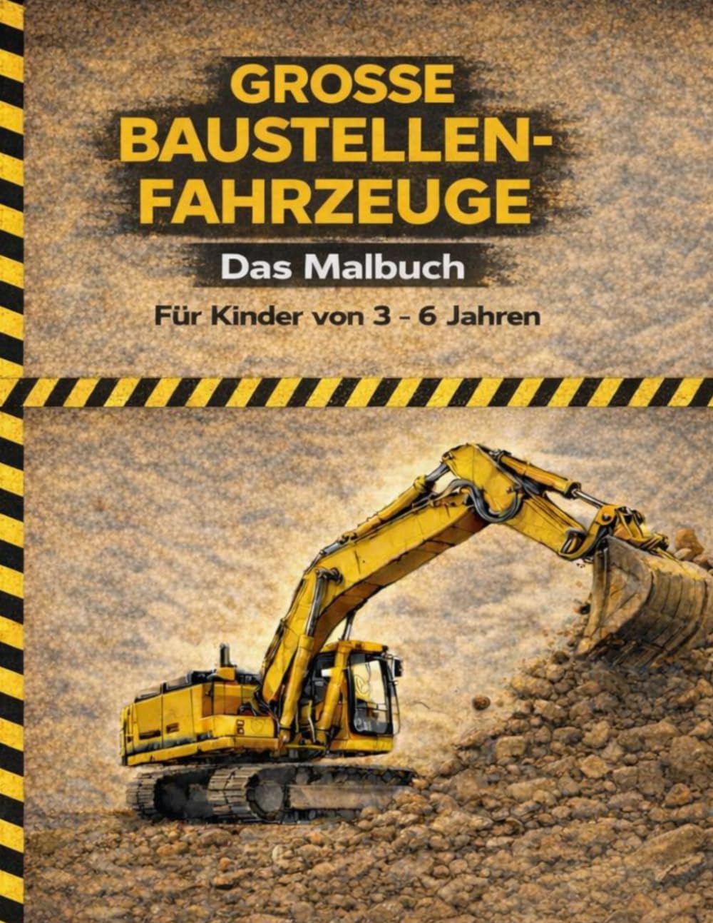 Große Baustellen-Fahrzeuge: Malbuch für Jungen von 3–6 Jahren | Bagger, Kräne & LKWs