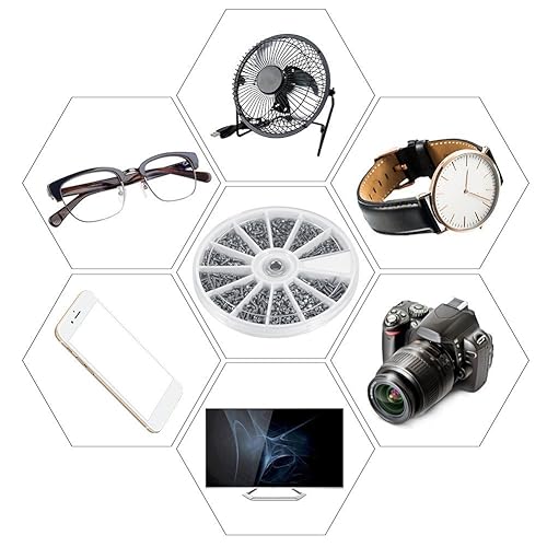 Miniatura 2 de Tornillos de reparación de relojes, 600 piezascaja, 12 tipos de tornillos pequeños, kit surtido de tuercas M1 M1.2 M1.4 M1.6 para relojes, gafas,