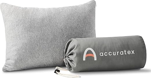 ACCURATEX Camping Pillow-100% Cotton Breathable Cover,Shredded Memory Foam Compressible Travel Pillow,Camping&Travel Accessories-Small Backpacking Pillow Camping Essentials for Sleeping,Car&Airplane