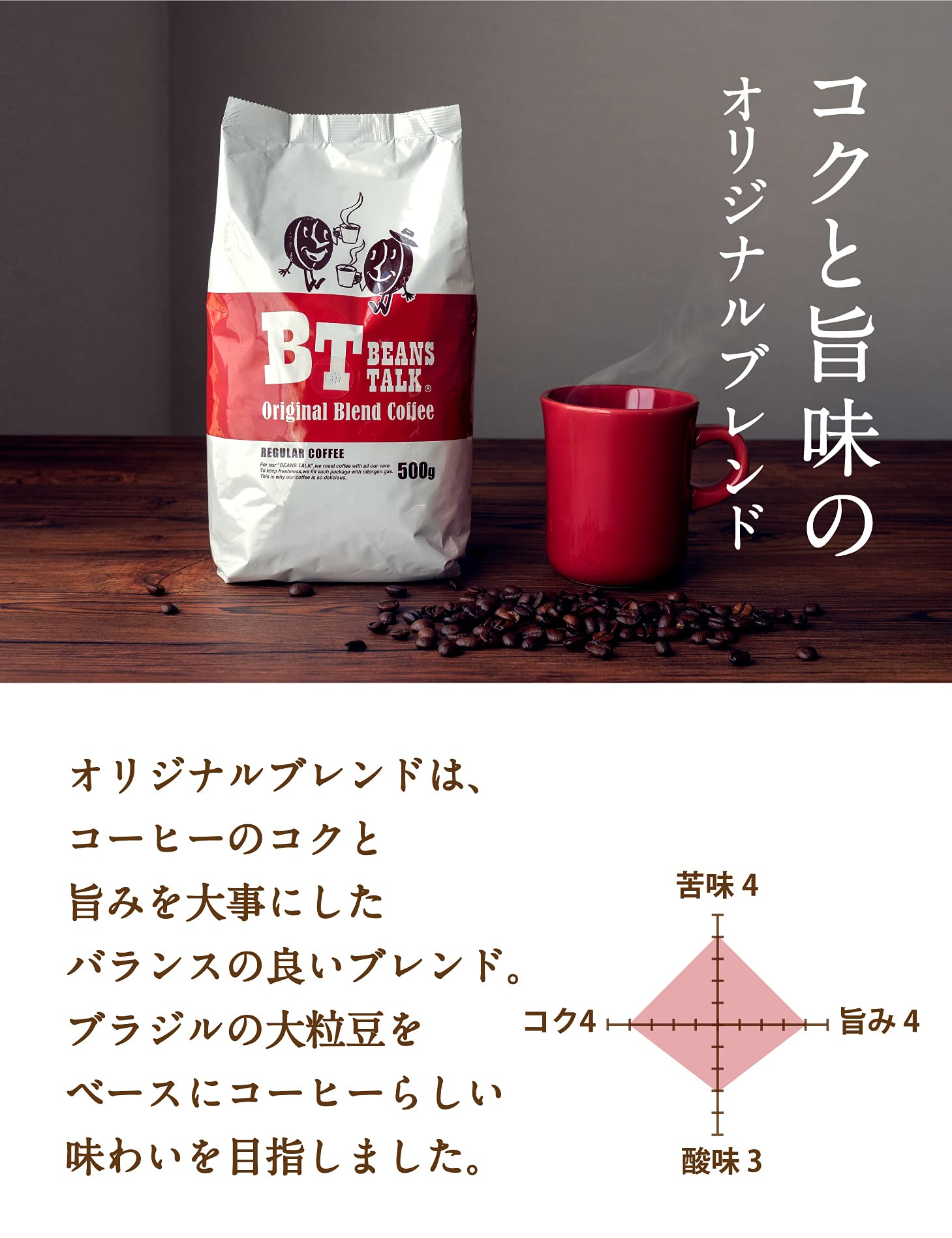 Amazon.co.jp: BeansTalk Coffee Bean Blend, 2 Types, Assorted, 4.4 