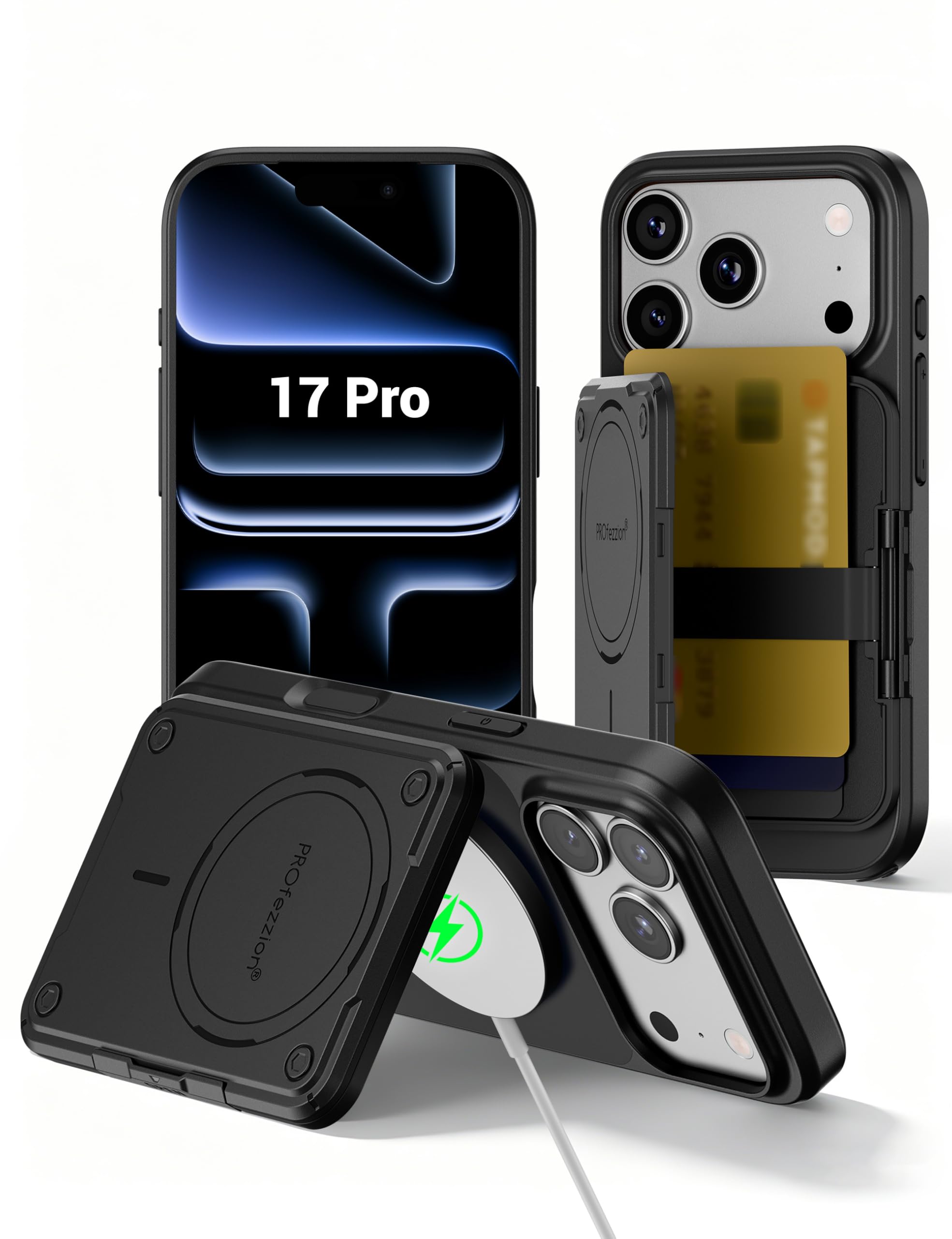 Photo 1 of PROfezzion iPhone 17 Pro Wallet Case with MagSafe, Black