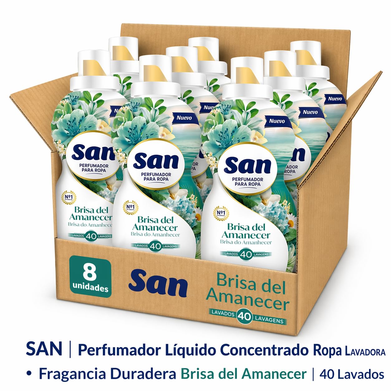 Rasmacor | Pack 8 unidades SÁN Perfumador para Ropa Lavadora | Fragancia Brisa del Amanecer | Duradera 40 Lavados