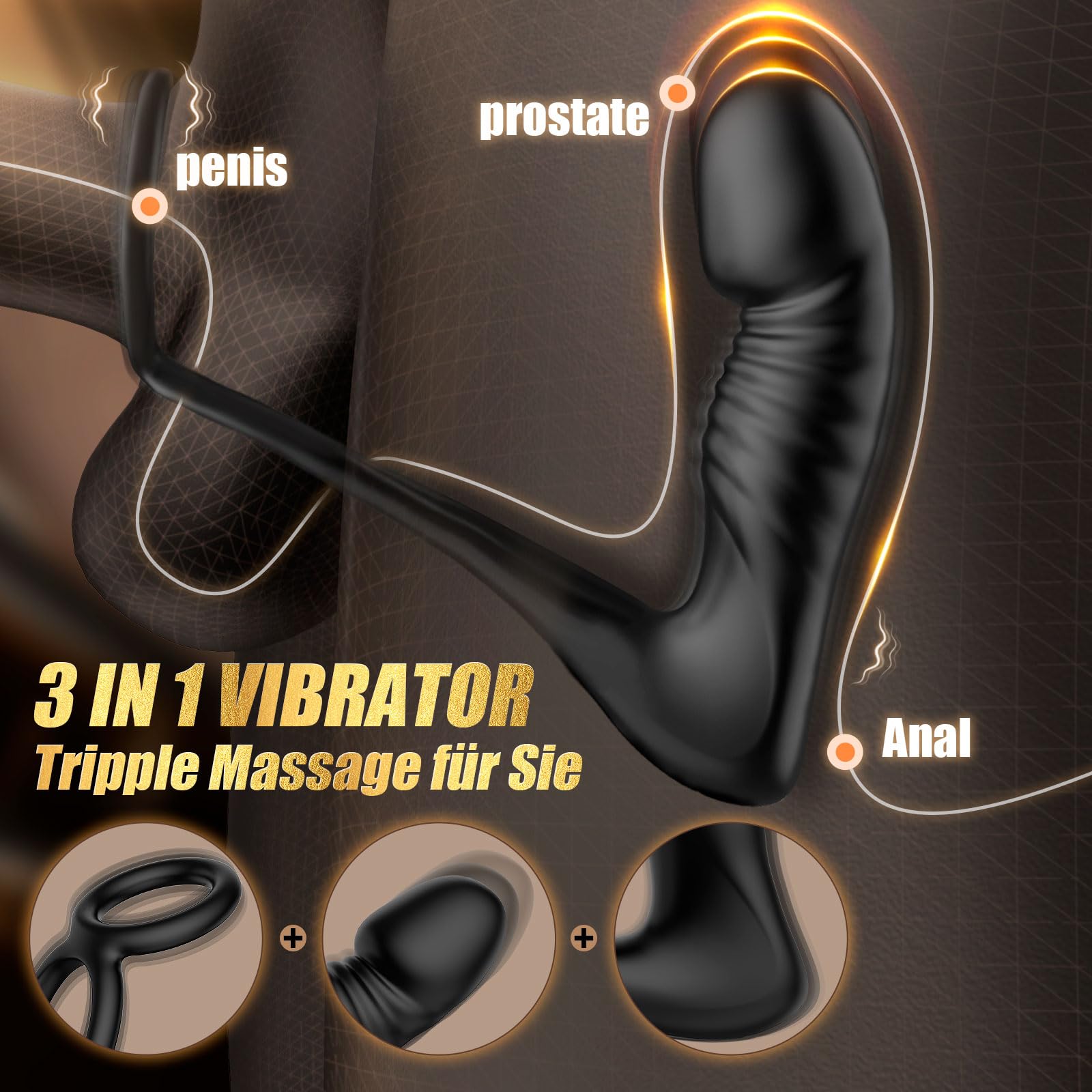 Cacuola Plug Analesex Vibratoreper Uomo,vibratore Anale per Uomo Prostata Telecomando Sexy Toys Uomo Stimolatore Prostatico Maschile con l'anello del Pene,Plug Sex con 7 Telescopico & 10 Vibrazioni