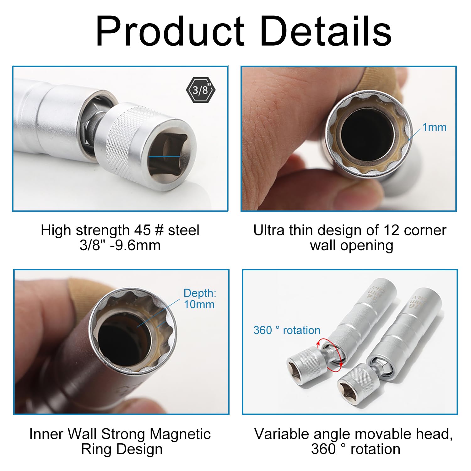 2 Pezzi Chiave Candela 16mm/14mm, Chiave per Candele Auto, Universale Magnetico Flessibile Chiave Candela per la Riparazione Dell'auto per Rimuovere le Candele Dell'auto