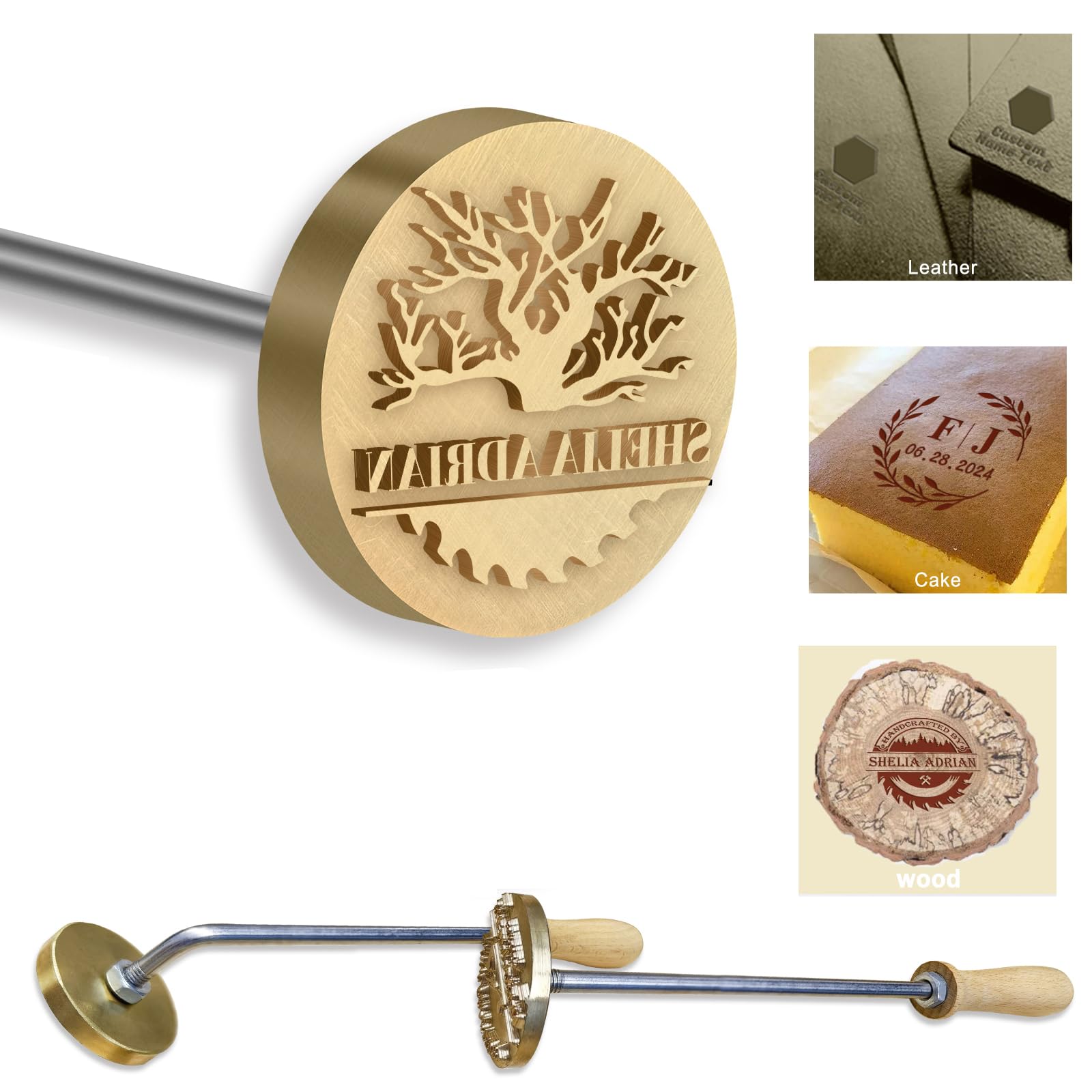 Custom Wood Branding Iron Personalized Metal Burger Bun Branding Iron Logo Business Stamp for Wood Leather Food Wedding Design | Flame Heated