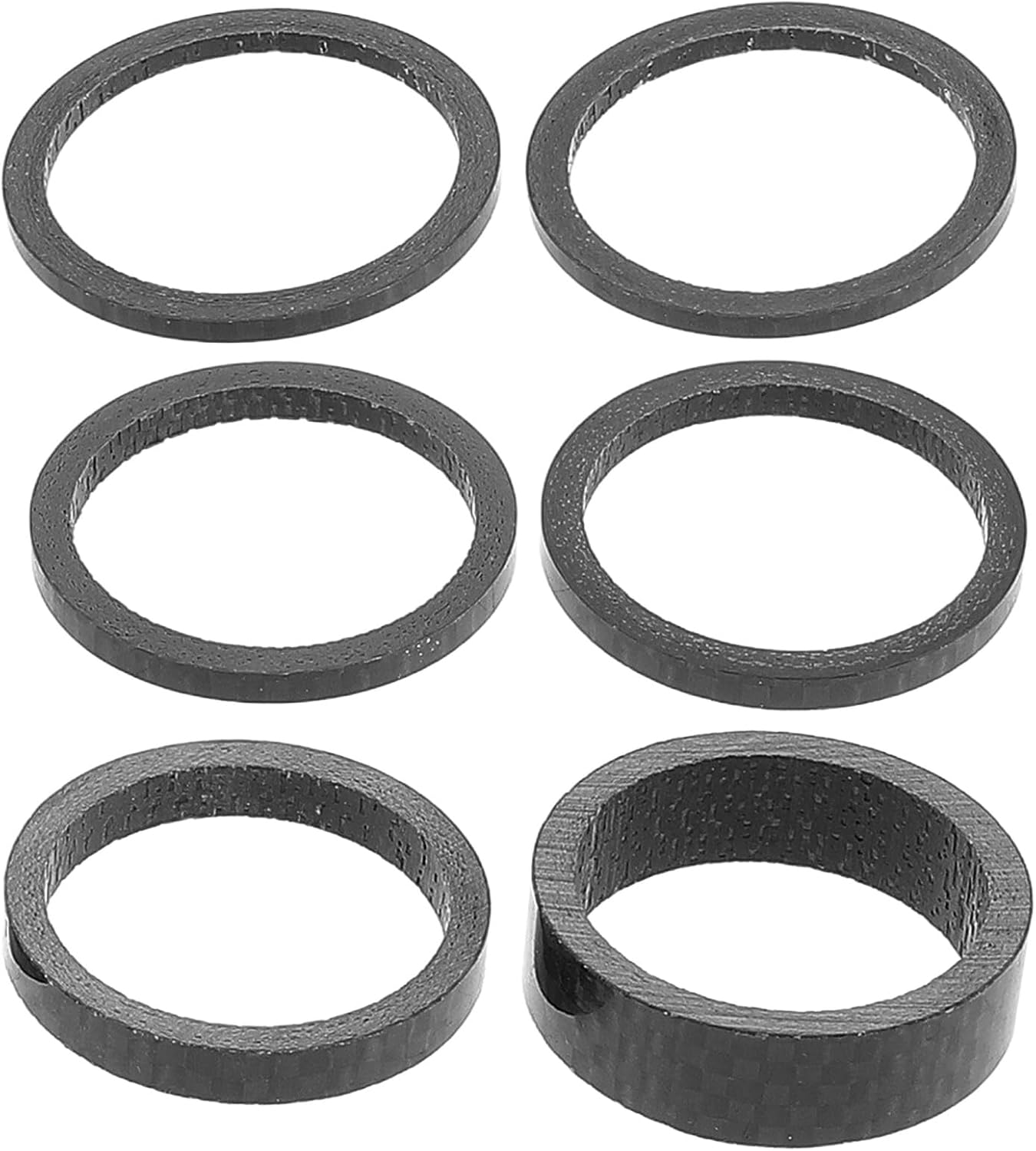 Abaodam 6pcs Bicycle Carbon Fiber Headset Spacers Stem Washer Set 2mm, 3mm, 5mm, 10mm Lightweight Sturdy Bike Accessory for Road and Mountain Bikes