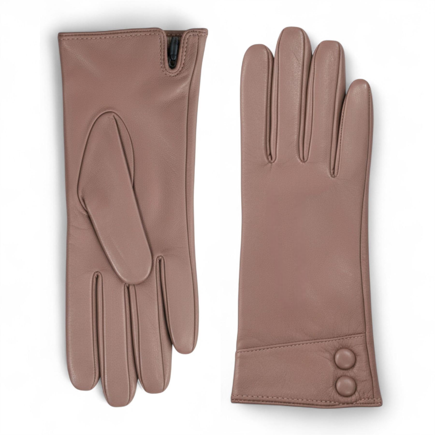 Truclothing Men's Nude Wo's Genuine Leather Gloves Touchscreen Sheepskin Soft Wool Lining With Decorative Buttons - L