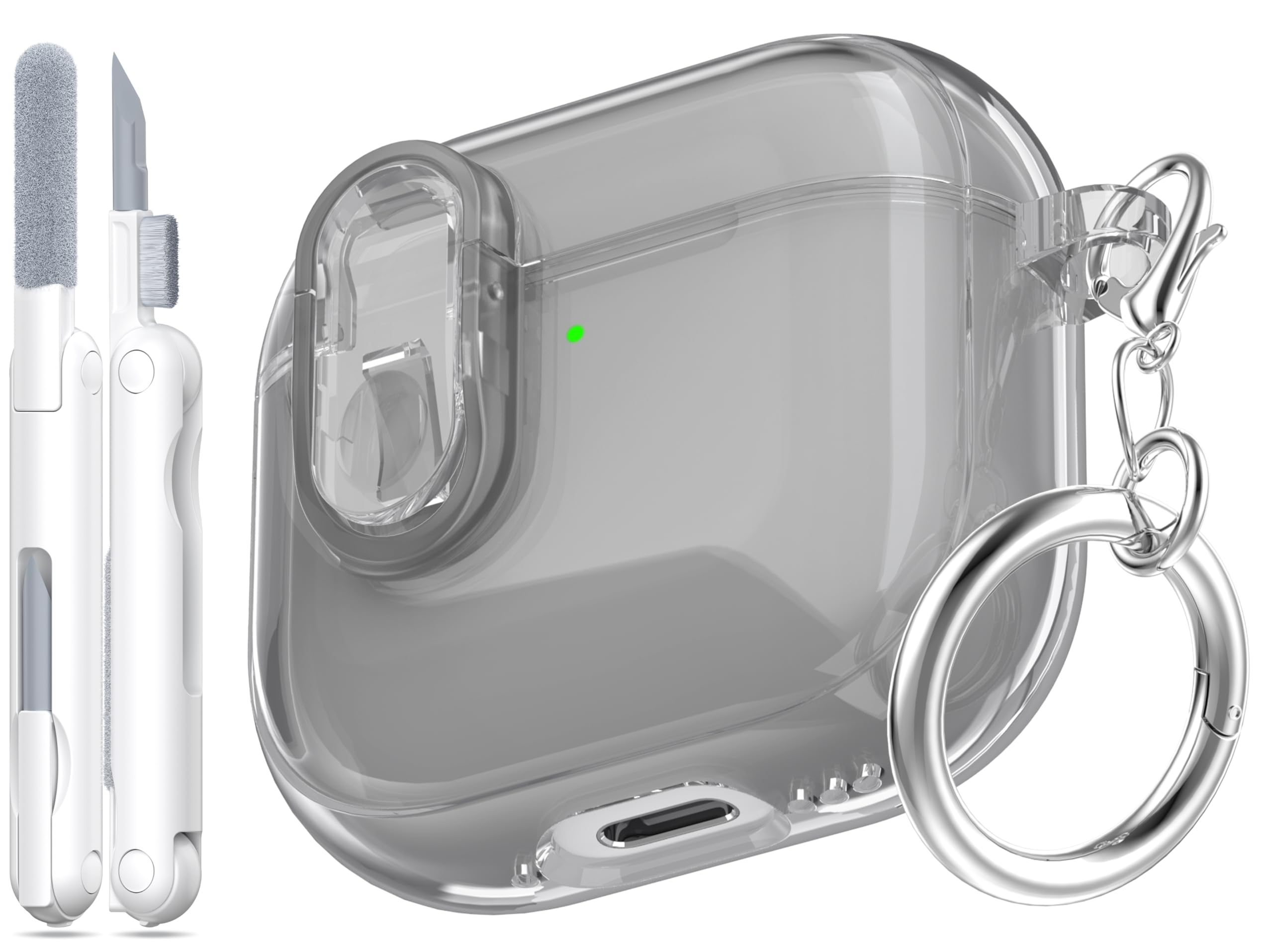 MHYALUDO for Airpods Pro 2nd/1st Generation Case Cover, Compatible with Airpods Pro Case 2nd Gen USB C Charging Port, Clear Soft Transparent Military Grade Shockproof Cover, Clear White — view 22