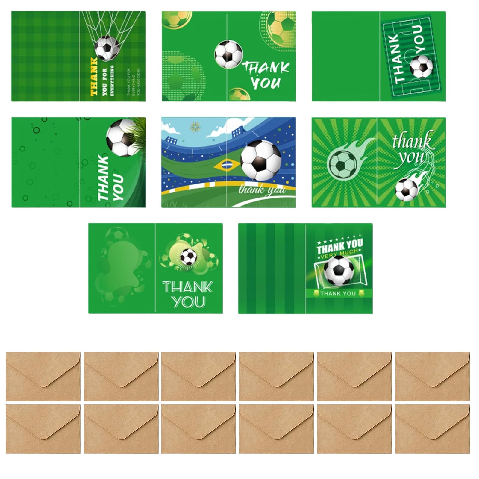 Nodrex 16-Pack Football Party Invitations Kids Party with Envelopes, Football Party Invites for Boys Birthday, Green Field Theme Party Invitations Kids, Soccer Celebration Set