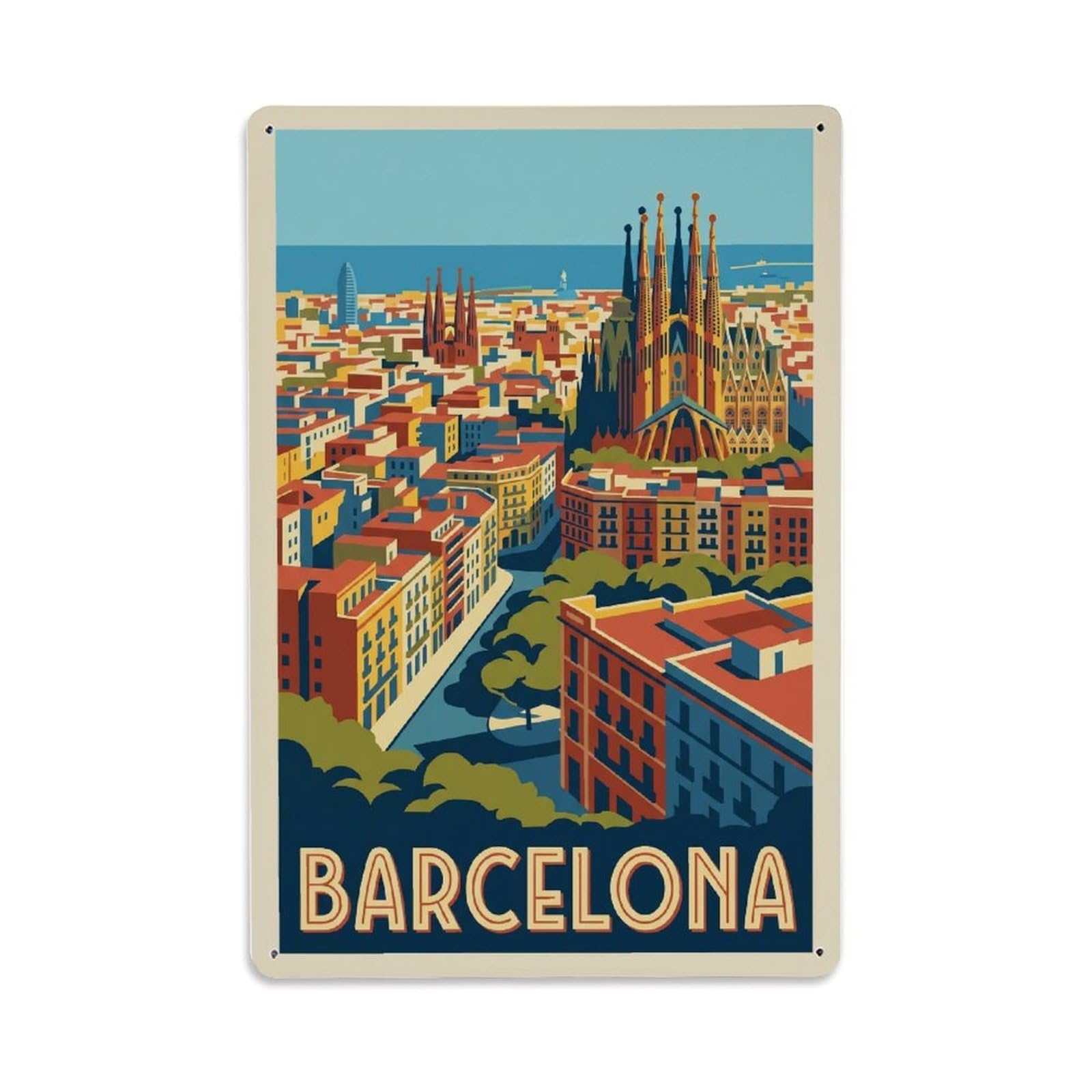 Vintage Travel Viewpoint Spain Elevated Metal Tin Sign Plaque Wall Decor for Cafe, Club Bar, Office, Home Garden Metal Poster 8x12Inch