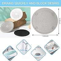 Vista 2 de Paquete de 2 unidades de recolector de pelo para desagüe de ducha, tapón de silicona duradero, fácil de instalar y limpiar, juego para baño, bañera