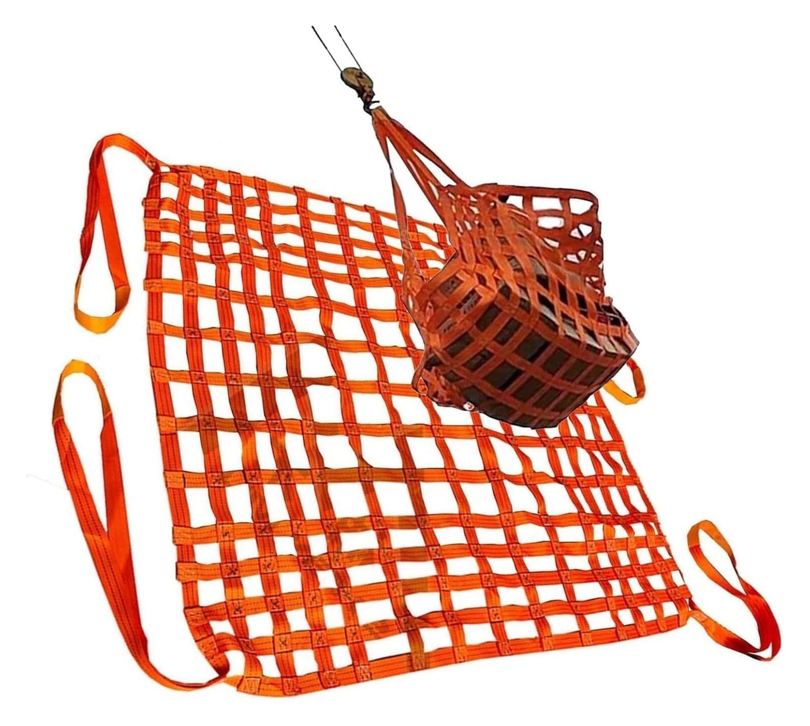 Rete di Sollevamento per carichi Pesanti 2x2 m - capacità di carico 2 tonnellate, Maglia Resistente, Soluzione di Sollevamento sicura per carichi Pesanti, imbracature, Borse Appendiabiti e t
