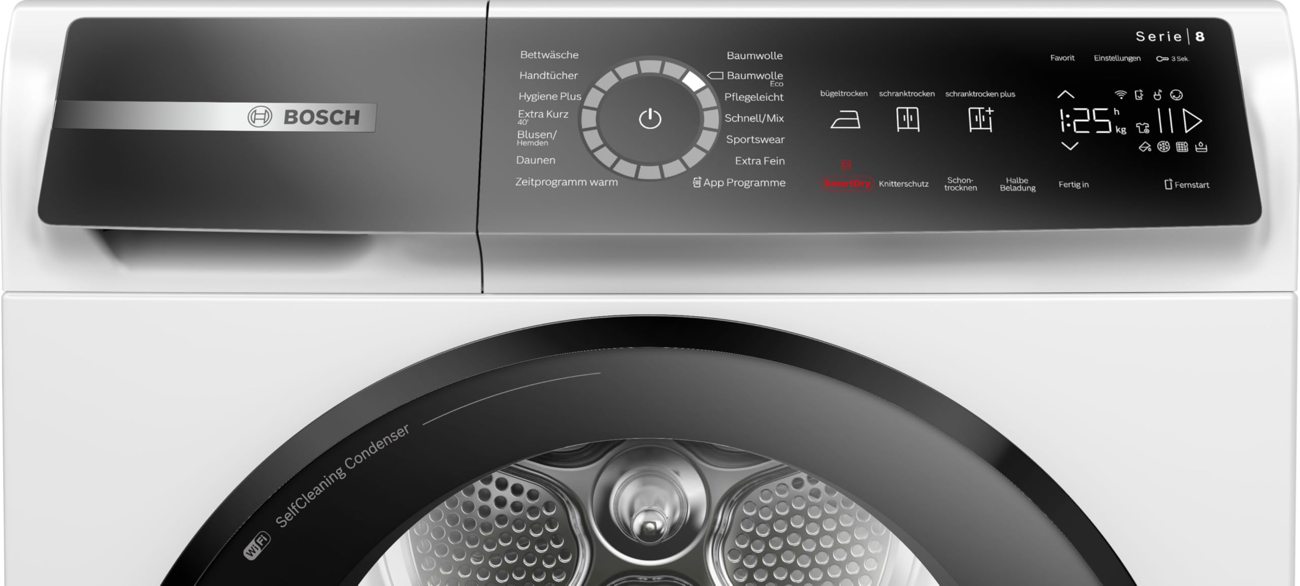 Bosch Serie 8 Wärmepumpentrockner 9 kg WQB245B40 AutoDry SmartDry LED-Display Selbstreinigender Kondensator