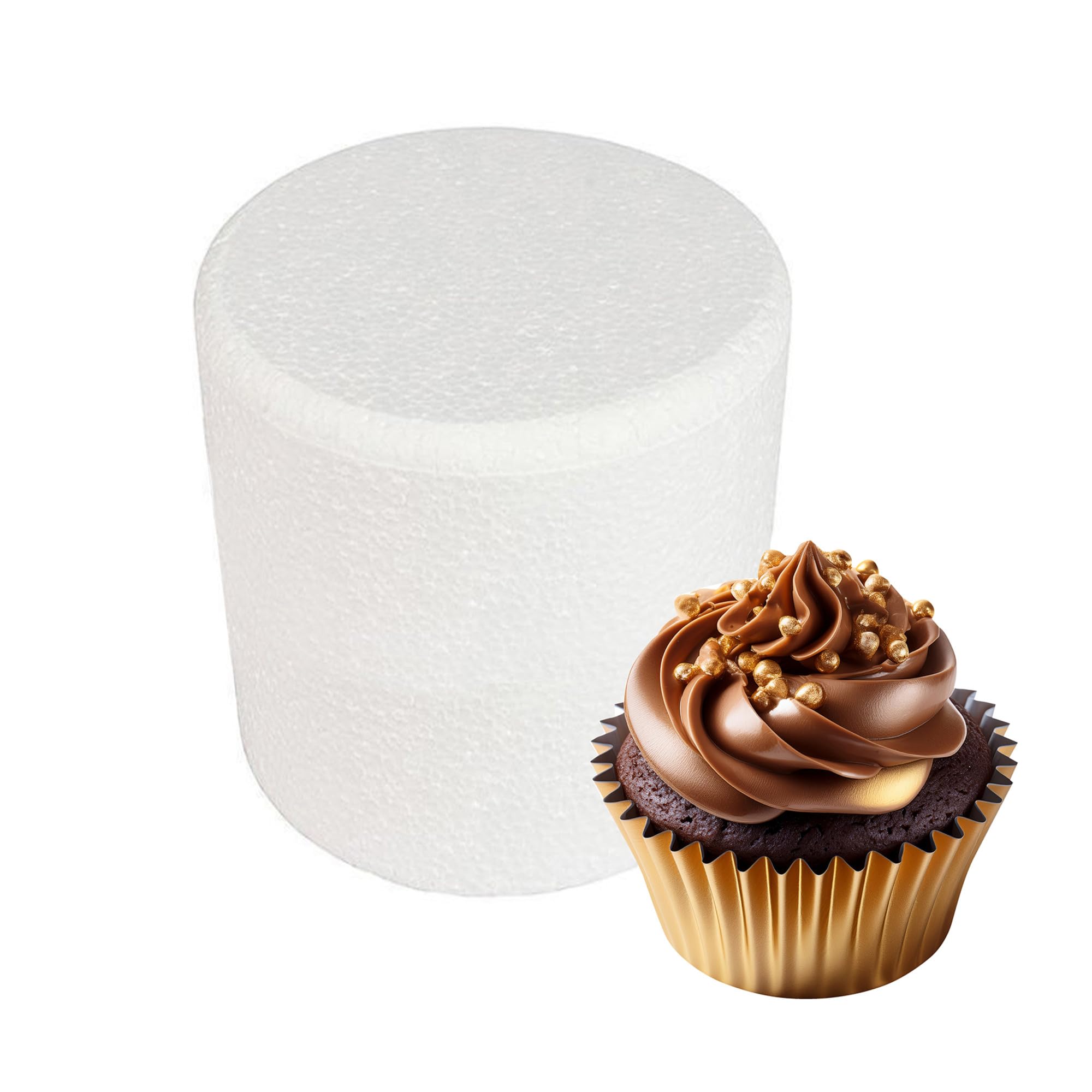 Culpitt 4" x 5" Round Cake Dummy, Bevelled Edge Cake Form, Practice Cake Decorating or Use for Creating Long-Lasting Displays, Smooth Polystyrene