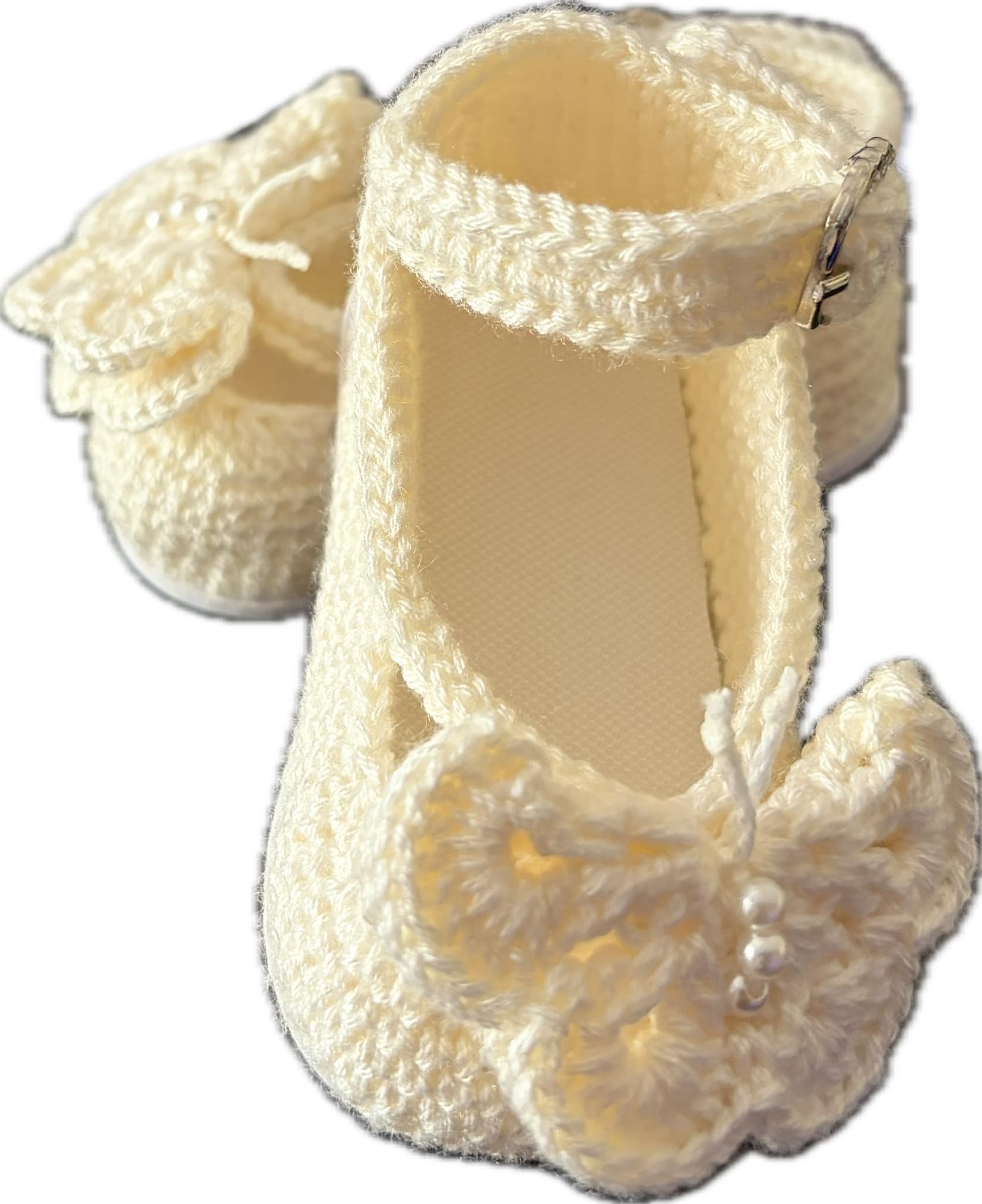 Scarpine Neonato all'Uncinetto, Bianco con Farfalla, Ballerina per Bambini con Farfalla, Personalizzate