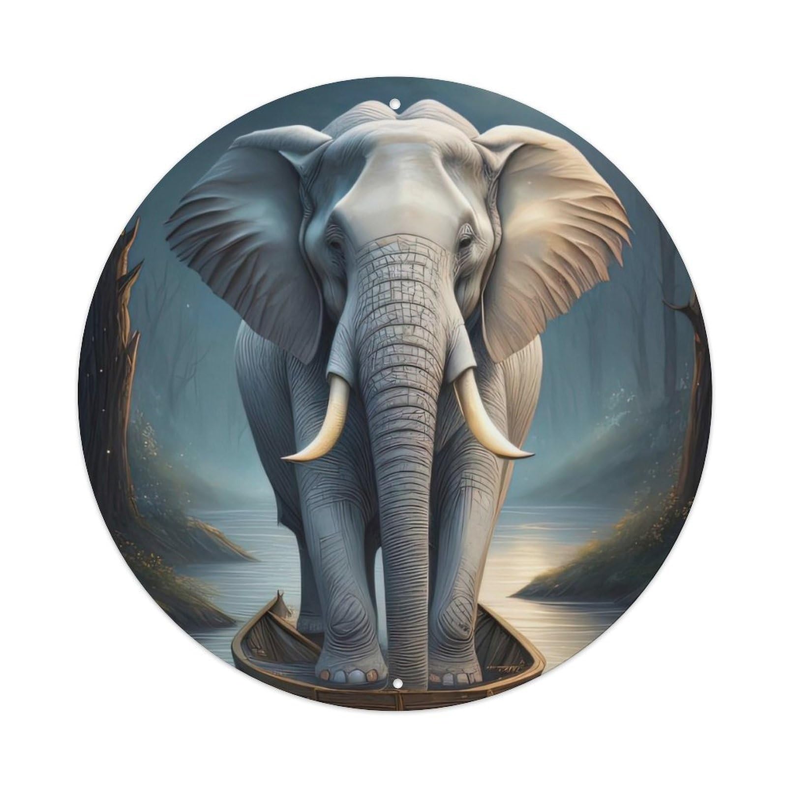 Animal Artwork Elephant on Board Vintage Metal Tin Sign Plaque Wall Decor for Cafe, Club Bar, Office, Garden Metal Poster 8x8Inch