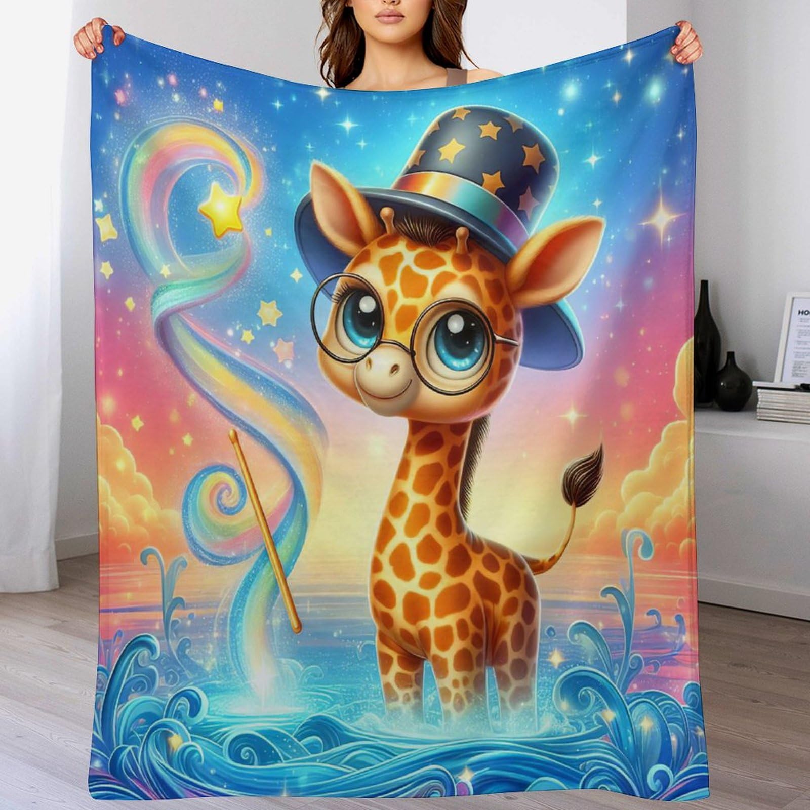 Manta de sofá con diseño de jirafa para tardes de películas en el salón