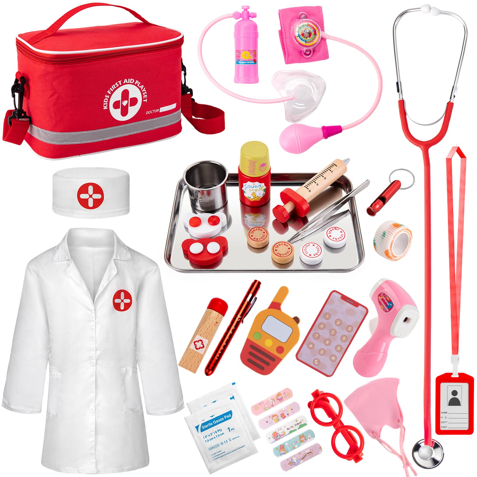 Amazon.com: Doctor Kit for Kids, 34 Pcs Kids Doctor Playset Kit