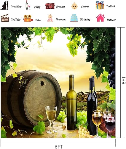 Miniatura 4 de SHRAPHY Telón de fondo de vino tinto de 7 x 5 pies, diseño de hojas de uva, vino, pancarta de fotografía para accesorios de estudio fotográfico