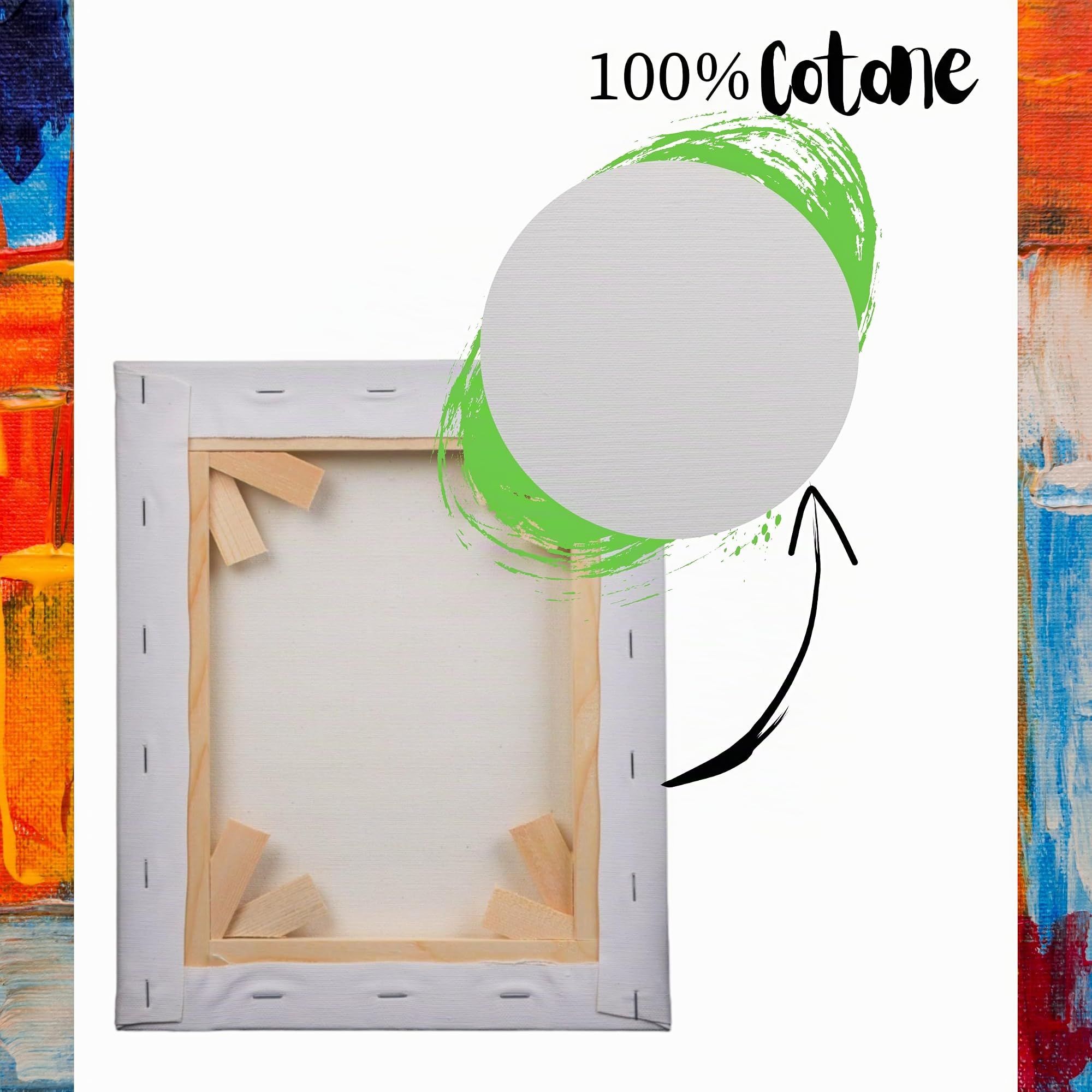BELLE ARTI - Tela per Dipingere 100x140x1.7 cm - Tele Pittura Made in Italy per Artisti e Appassionati - Telaio per Quadri Robusto, Tensione Regolabile - Tela Cotone 100% per Olio, Acrilico e Misto