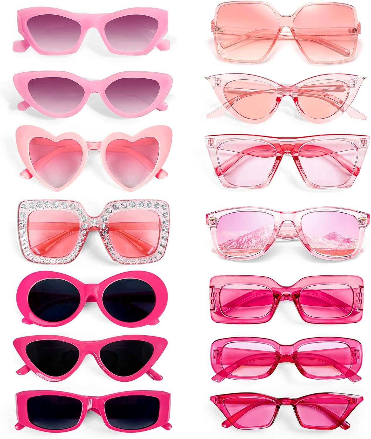 Pibupibu 14 Pack Mix Style Party Sunglasses Adult Bulk, Retro 80s 90s Colorful Sunglasses Party Favors Unisex