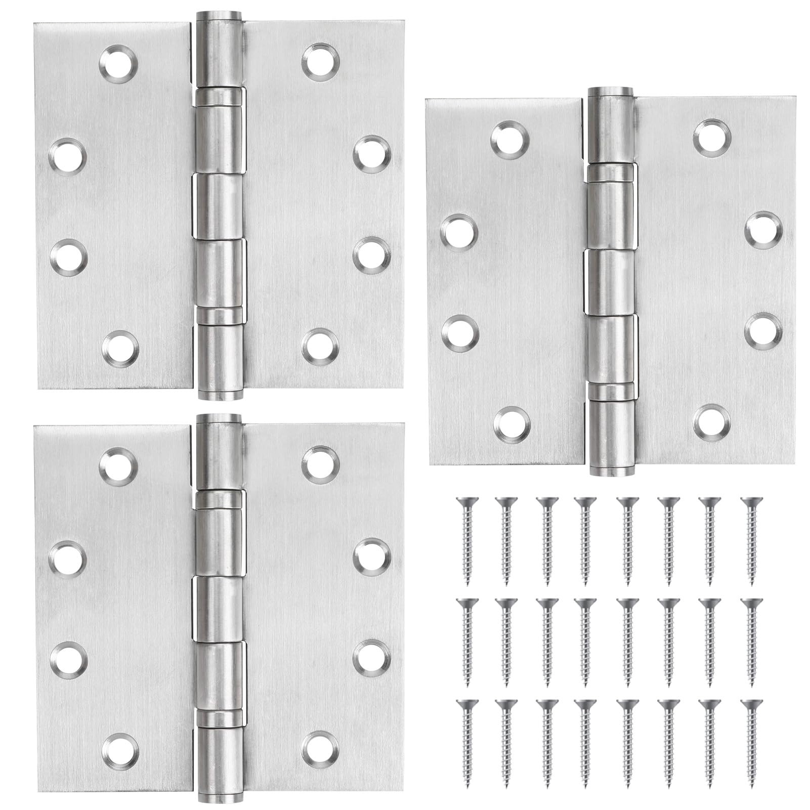 Cerniere per porta in acciaio inossidabile 304, 11,4 x 11,4 cm, resistenti, con cuscinetti a sfera, con angoli con raggio 5/8, per porte commerciali e residenziali, confezione da 3