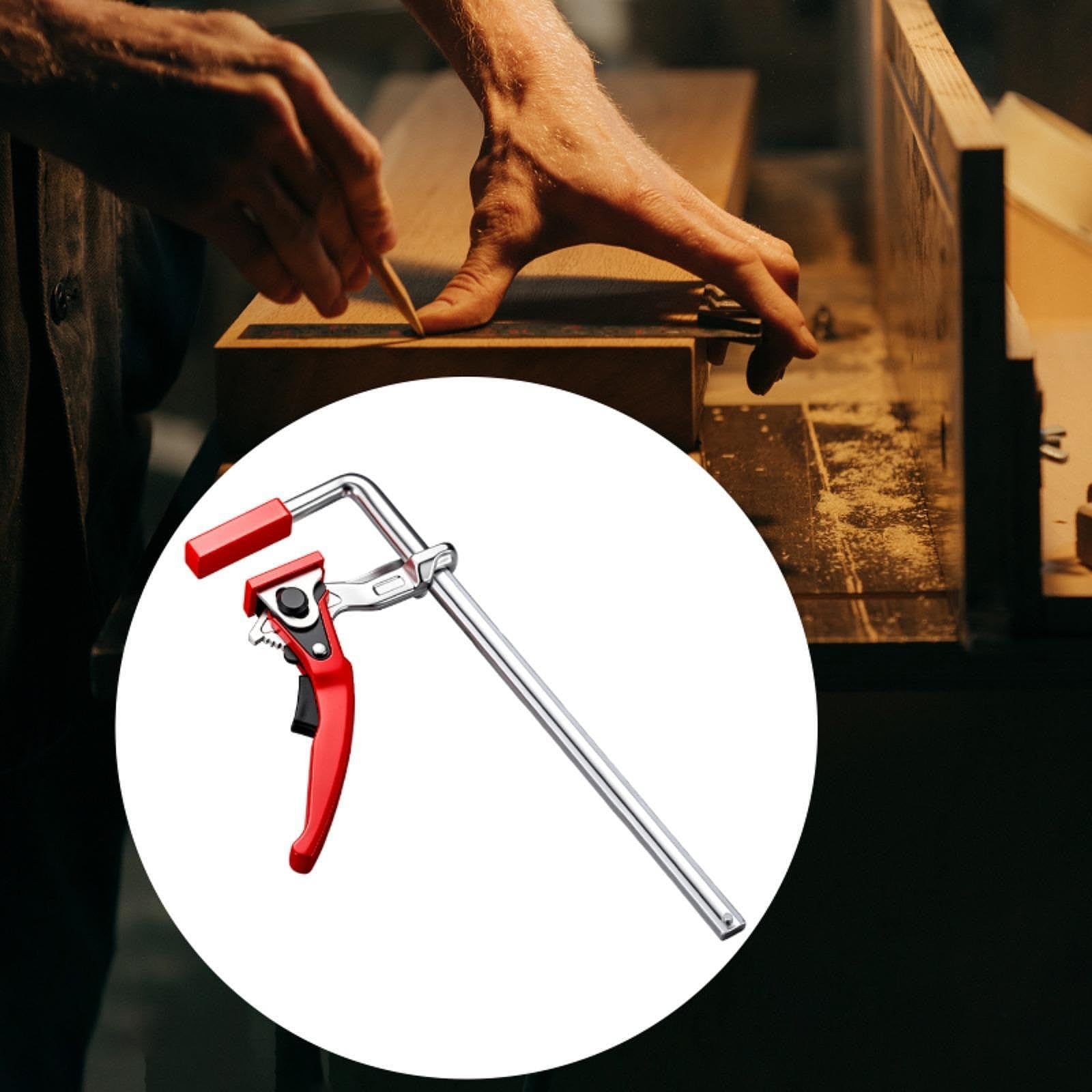 Morsetto a Cricchetto Serraggio Forte Guida Binario Morsetto Regolabile Azione Veloce Materiale Resistente Adatto per Carpentieri Artigiani, Lunghezza 35 Cm