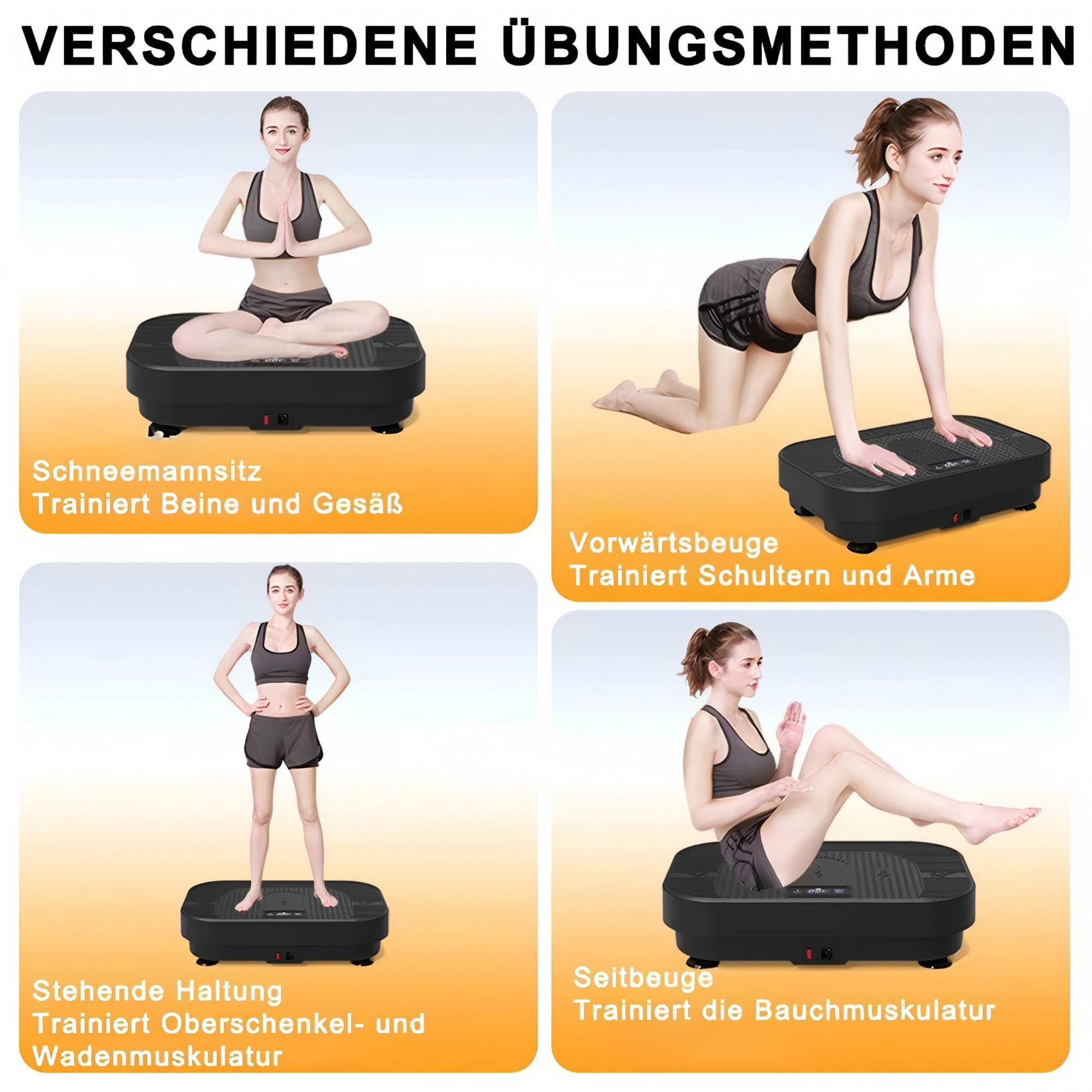 Vibrationsplatte mit BT-Musik Funktion, 1-199 Geschwindigkeitsstufen & 5 Trainingsprogramme, Schüttelplattform für Ganzkörpertraining & Muskelaufbau, Ideal für Heim-Fitnessstudio