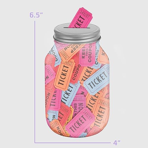 Miniatura 7 de Tarro grande con punta de banco de monedas con tapa plateada ranurada con capacidad para más de $350 en monedas, utilizado para hucha y sorteo de