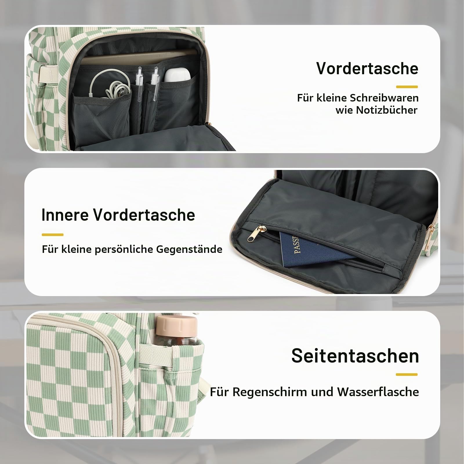 Laptop-Rucksack für Damen, Cord, College-Schulrucksack, Büchertasche, 15,6 Zoll, Business-Computer, Reiserucksack