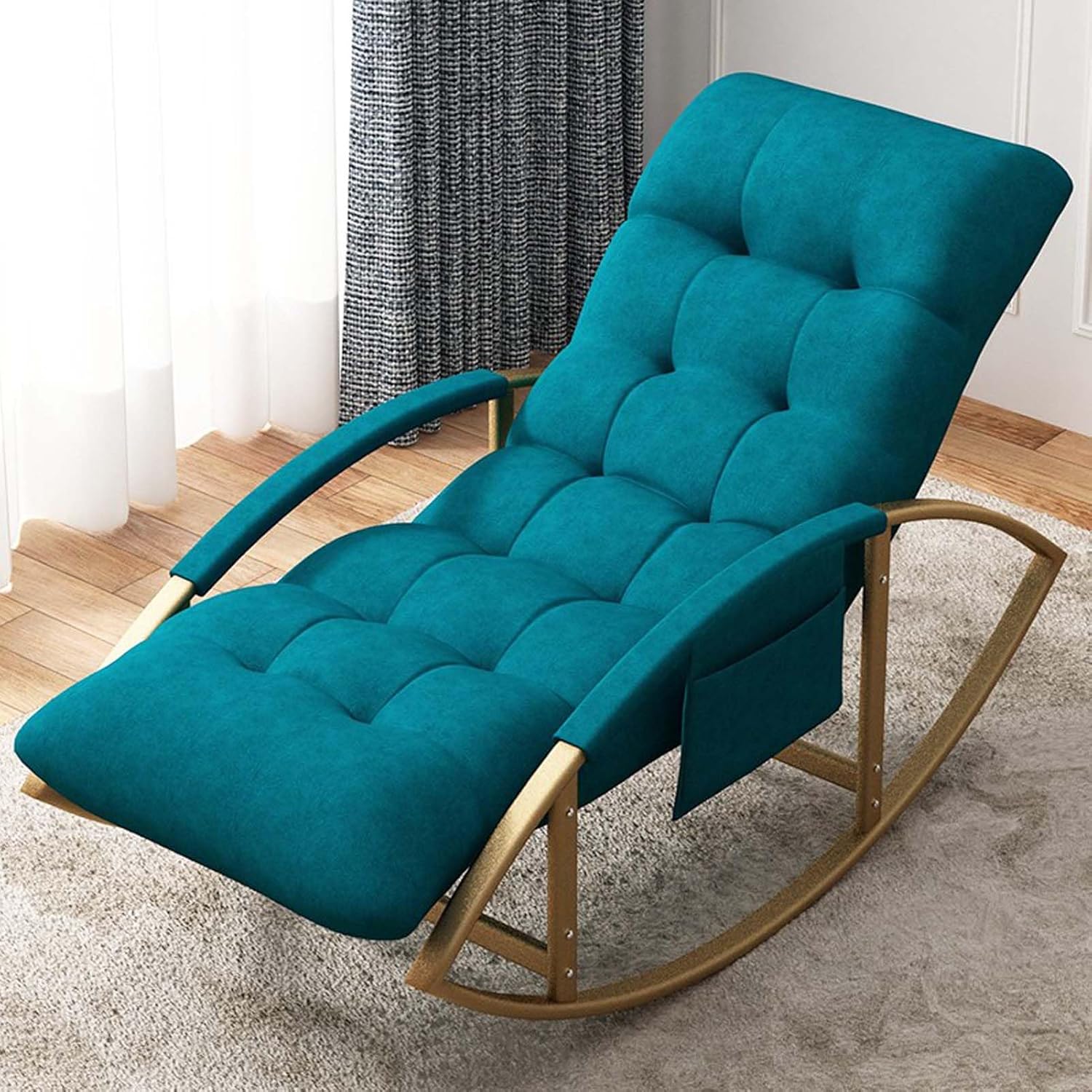 LSLYTQ Rocking Chair High Back Upholstered Floating Chair Reading Chair Rocking Chairs Floating Chair Armchair for Living Room Bedroom Balcony