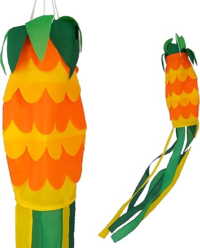 Calcetín de viento de piña  Decoración duradera para colgar al aire libre  Patio, jardín, patio, playa y más  42 pulgadas