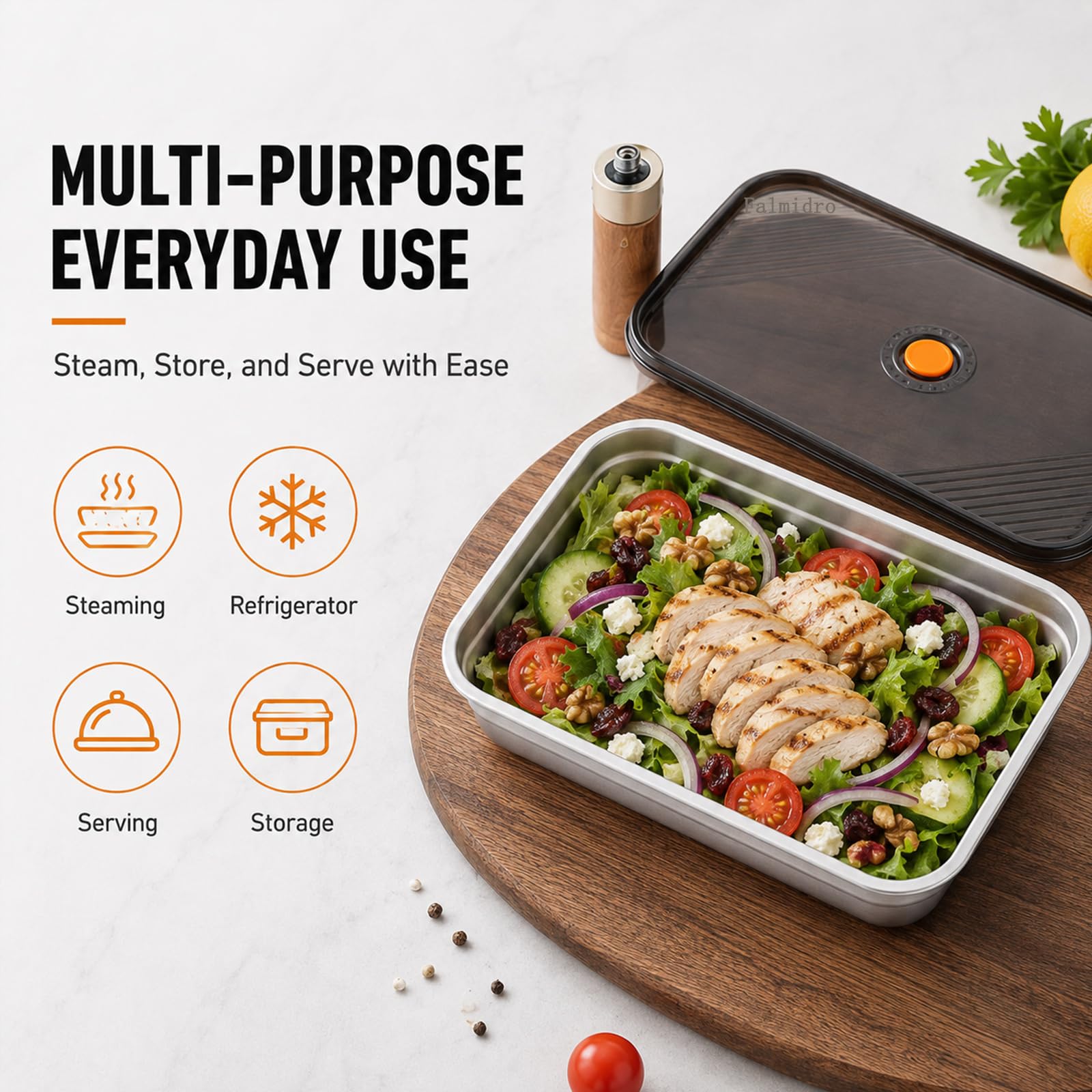[Paquet de 2] récipients de préparation de repas en titane, boîte de stockage des aliments avec couvercles,Style b