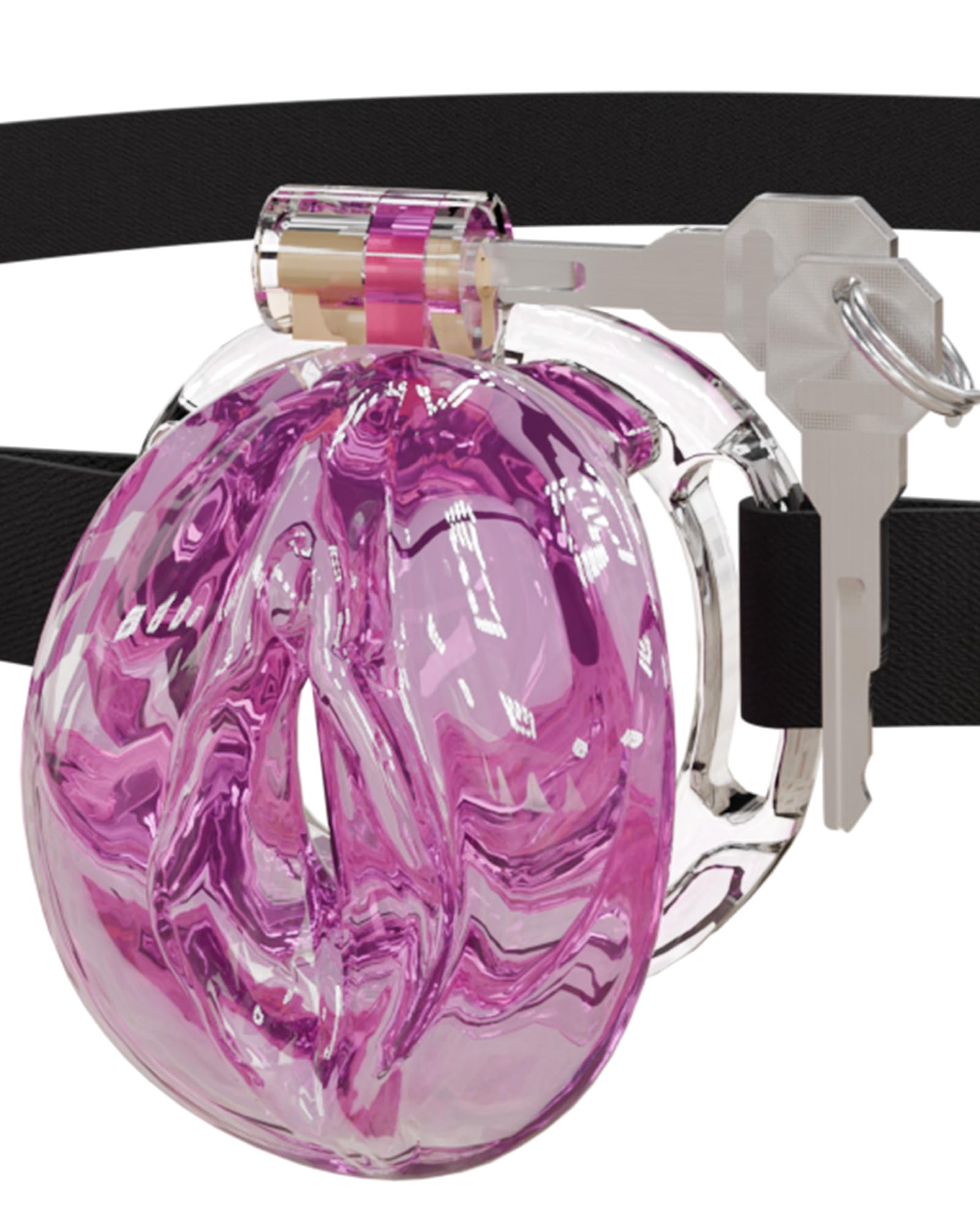 Flat Chastity Cage Sissy Silicone Soft Realistic Vagina (Seethrough Purple)