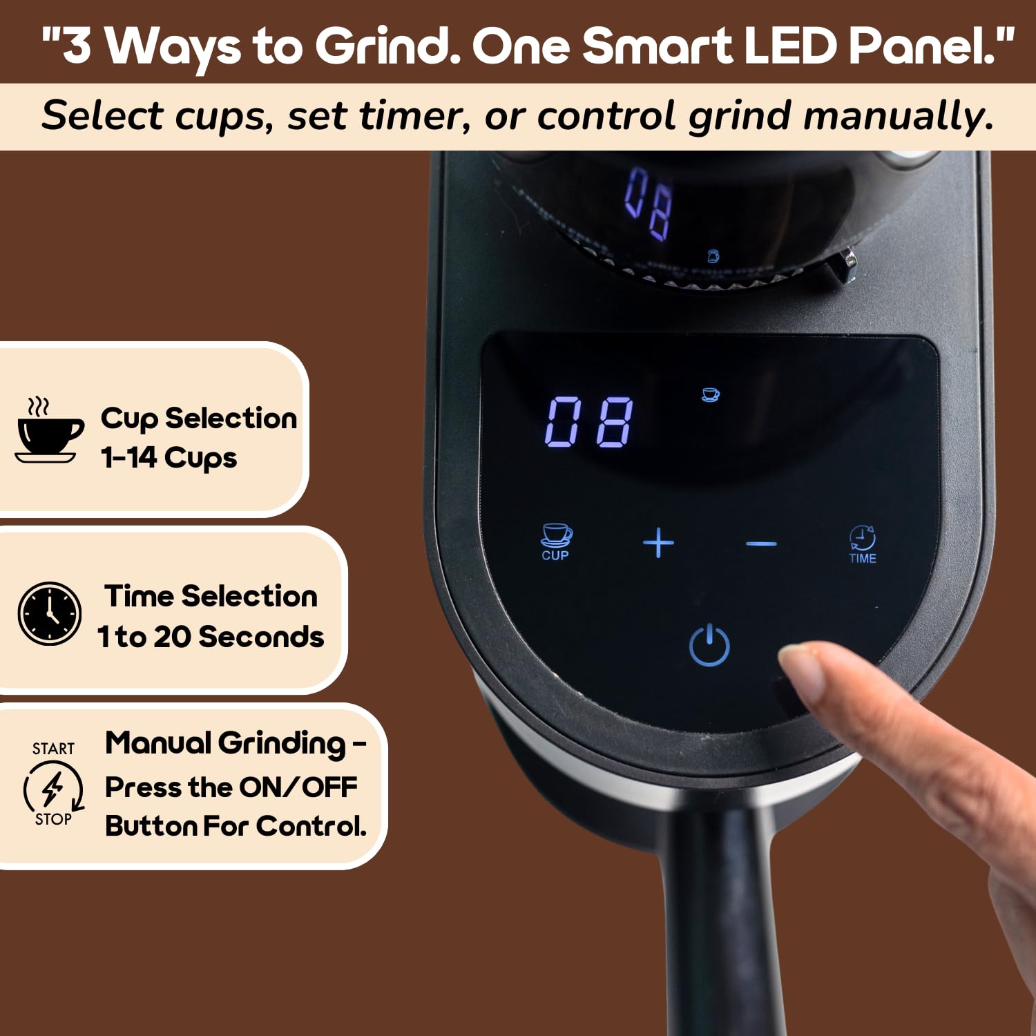 InstaCuppa Burr Grinder: Espresso-Fine Coffee at Home -8