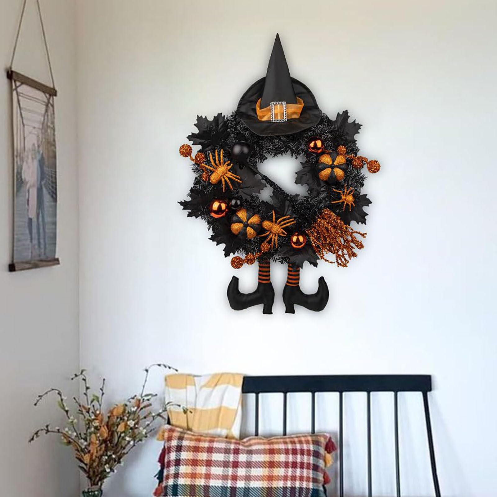 Decorativa Ghirlanda Sospesa Halloween con Accessori da Strega