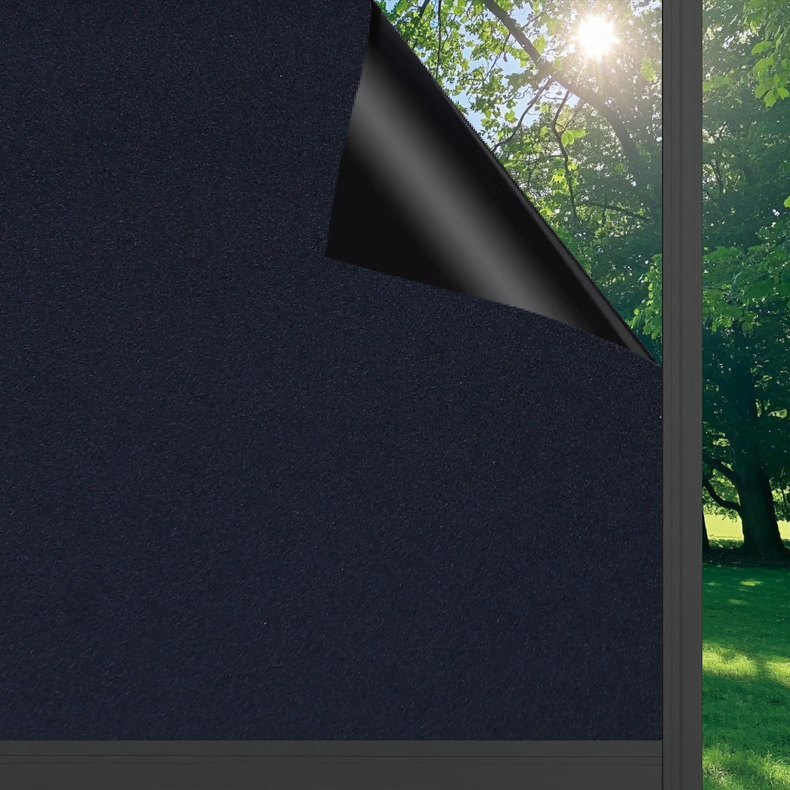 FEILAYS Blackout Film for Windows, Black Window Film, Opaque, Electrostatic, Self-Adhesive, UV-Resistant and Sun Protection Film for Bedroom, Skylight, Frosted Glass Film, 30 x 300 cm โ image 1
