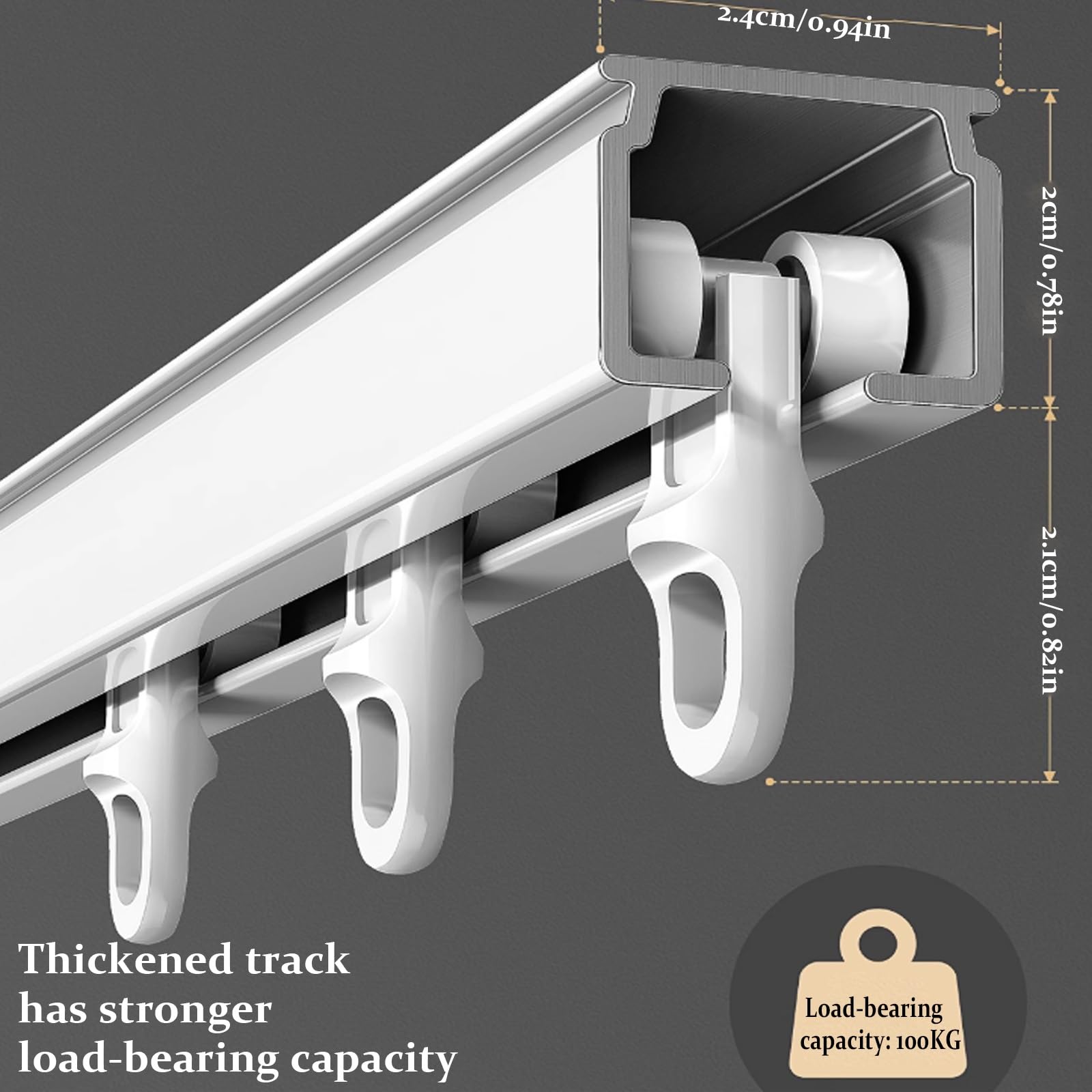 Rail de rideau en forme de V silencieux en alliage d'aluminium pour baie vitrée - Design invisible pour un fonctionnement fluide - Parfait pour les rideaux et la décoration de la maison.