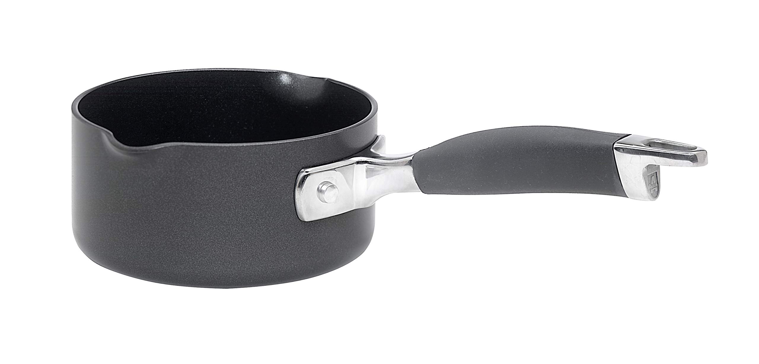 AnolonAdvanced Hard Anodized Nonstick Sauce Pan/Saucepan with Straining and Pour Spouts, 1 Quart, Gray