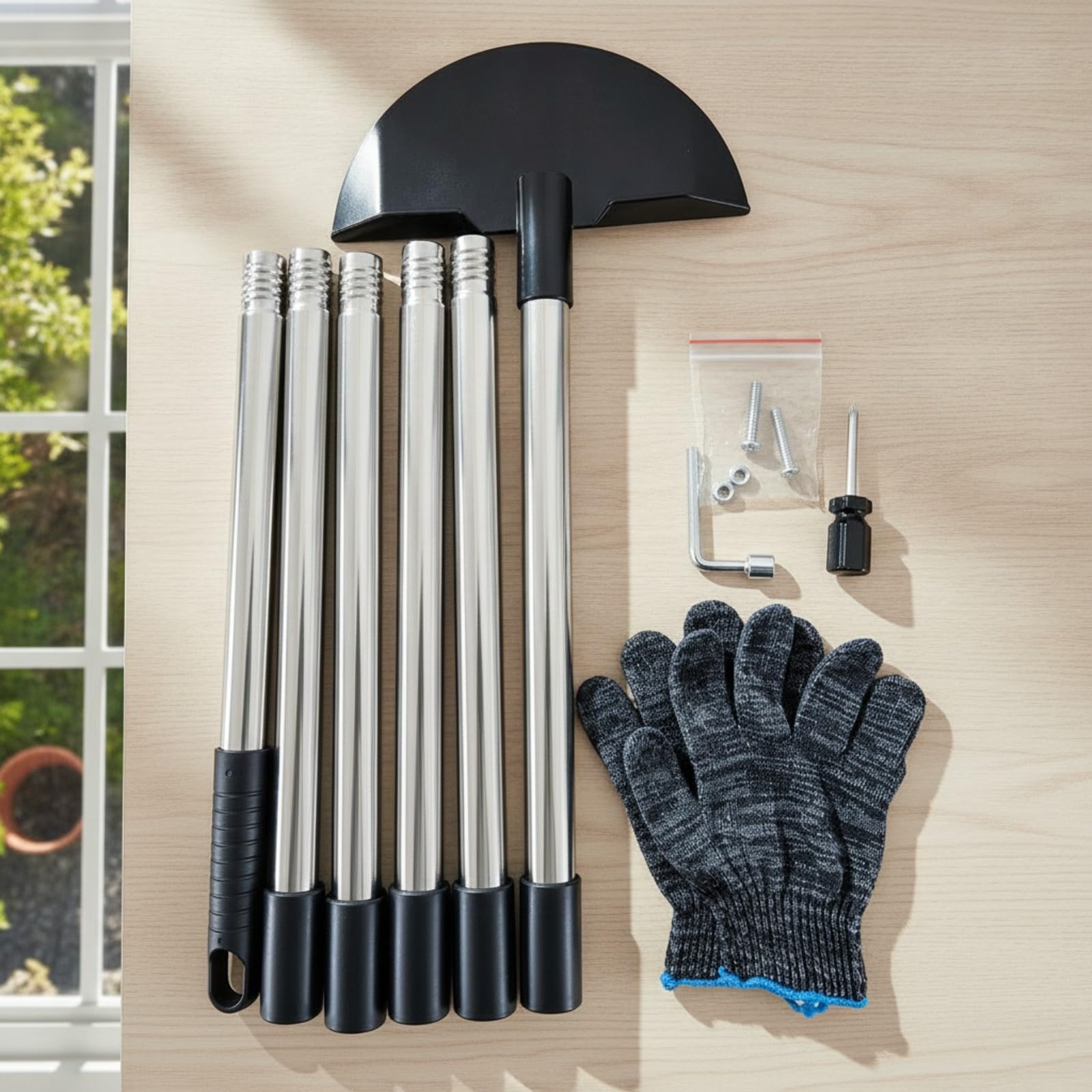 Escardillo shierbe con Mango smontable Antislizan Escardillo Hoja Curva Metal smalezadora Mano para Jardineros Aficionados , 5 Secciones
