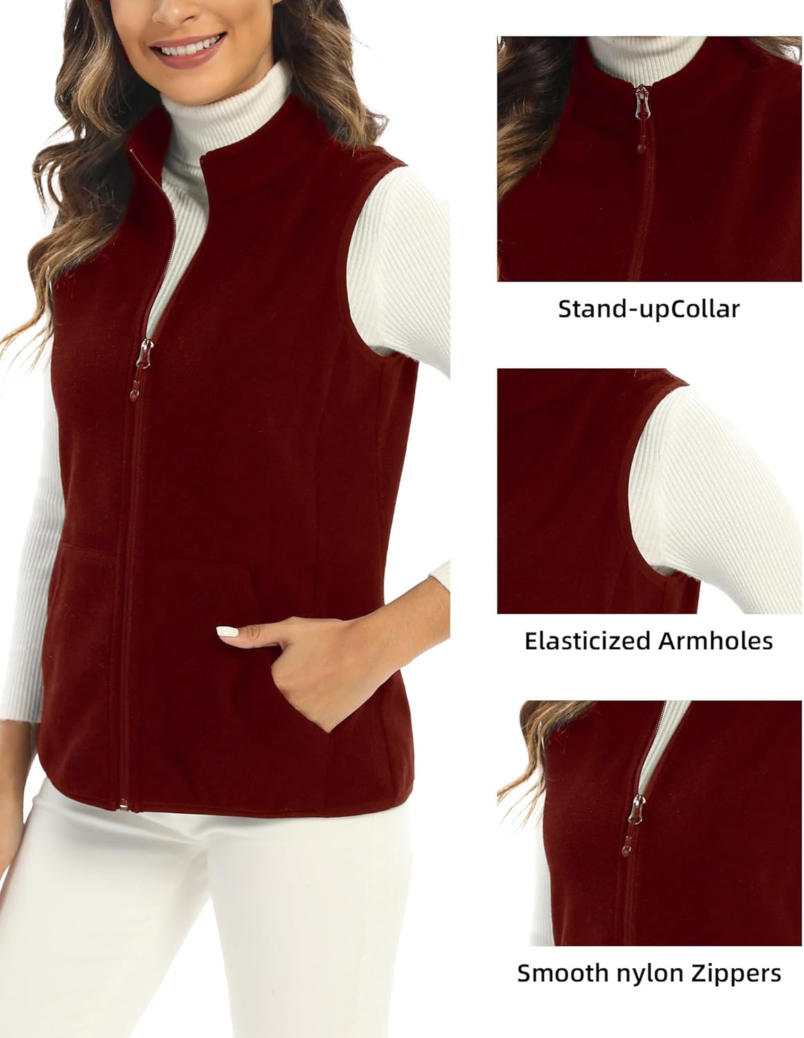 Argstar Women's Fleece Vest, Sleeveless, 6 Pockets, Lightweight, Casual, for Daily Life and Outdoor Activities - Image 4