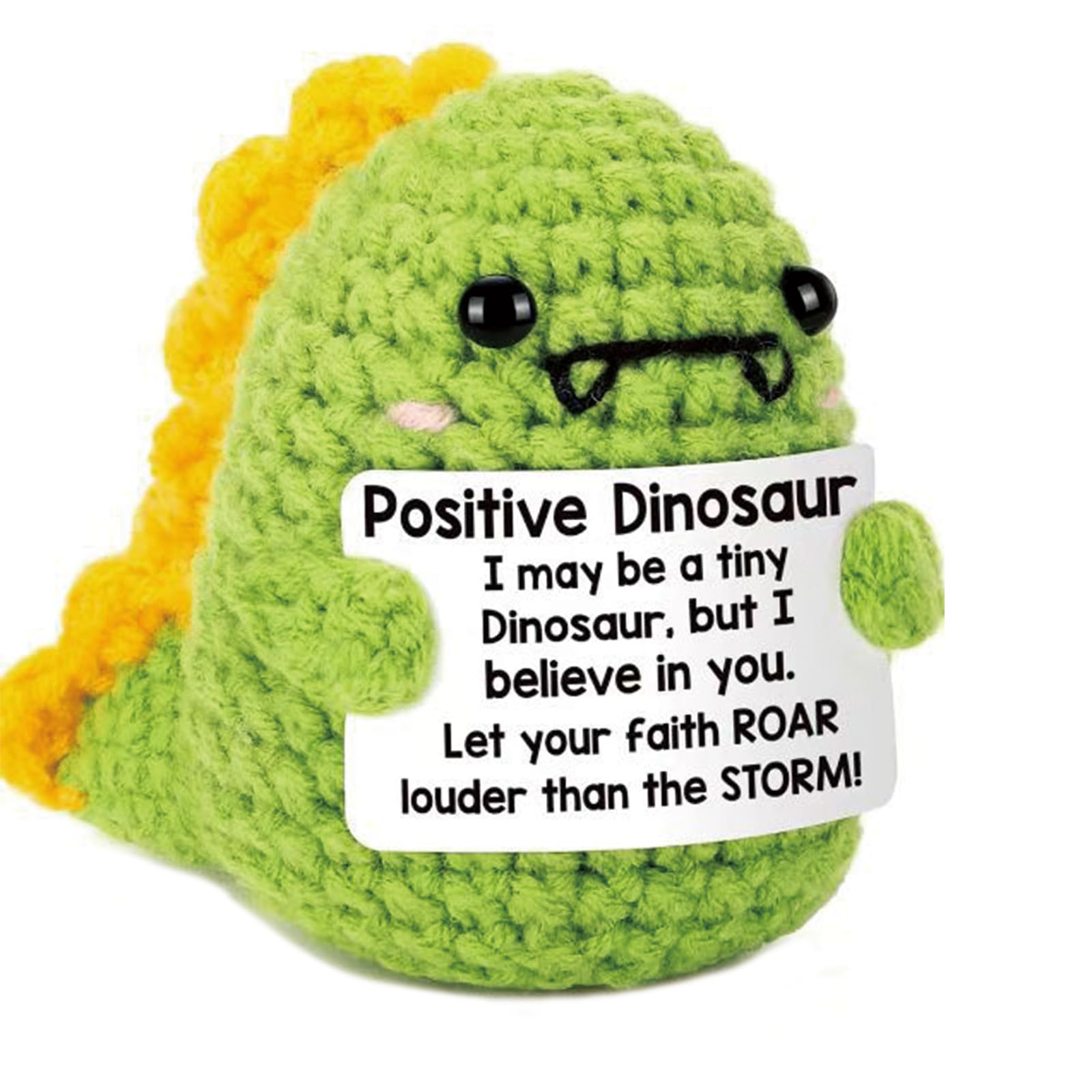 JNGTKL Positive Animals, Woven Dinosaur Emotional Support Gift, Handmade Dinosaur Plush Doll, Positive Crochet Animals, Cheer Up Gifts Women Men, Dinosaur Gifts For Decoration, Pendant