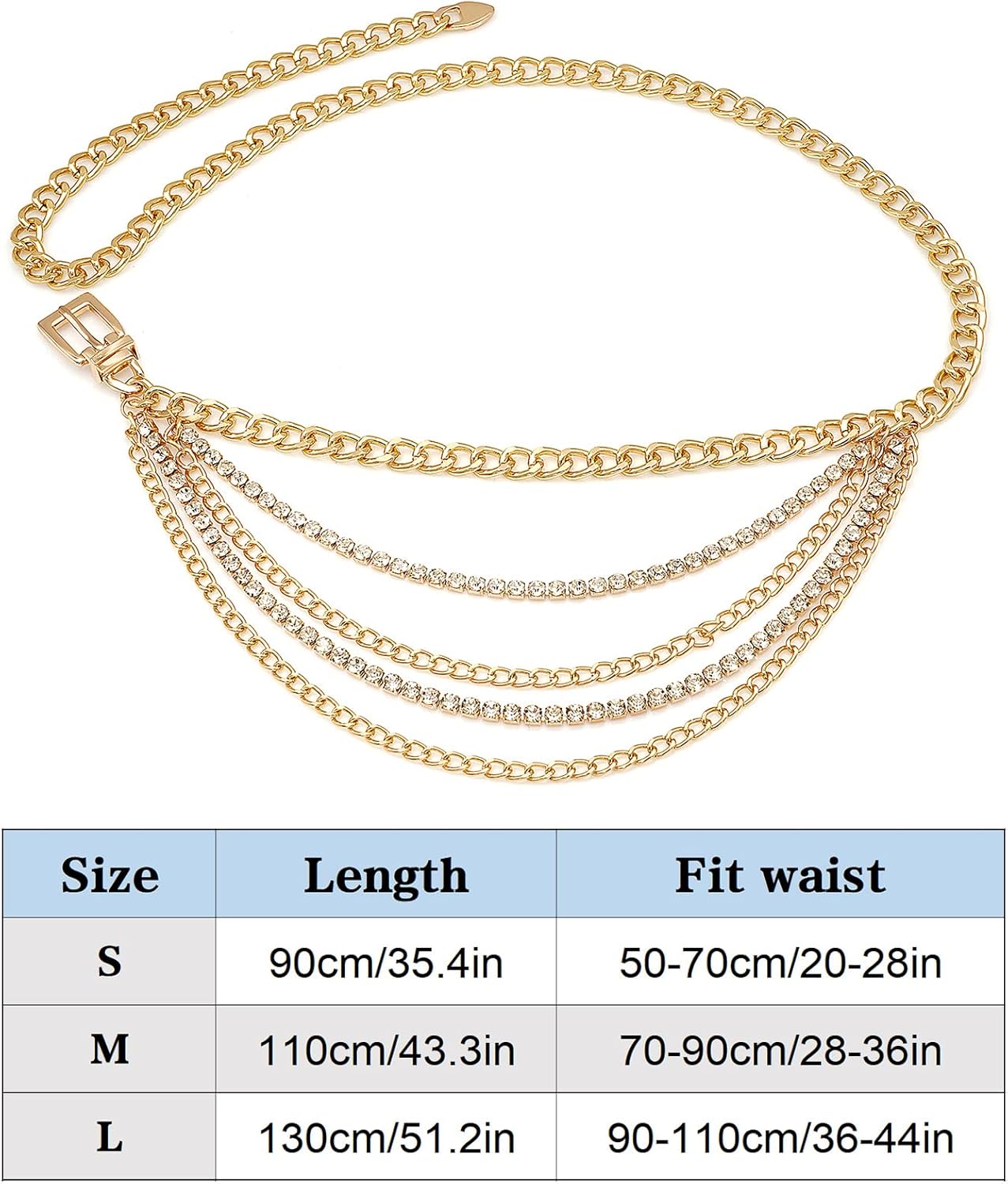 Suyi Chain Belt for Women Rhinestone Gold Chain Belt Multilayer Metal Waist Chain - Image 6