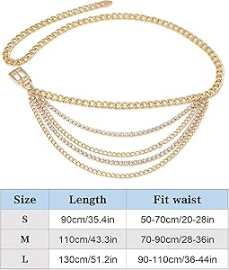 こ*じ様 CTHY LUXURY MATERIAL CHAIN BELT BUT Amazon.com: Suyi Chain Belt for Women Rhinestone Gold Chain Belt