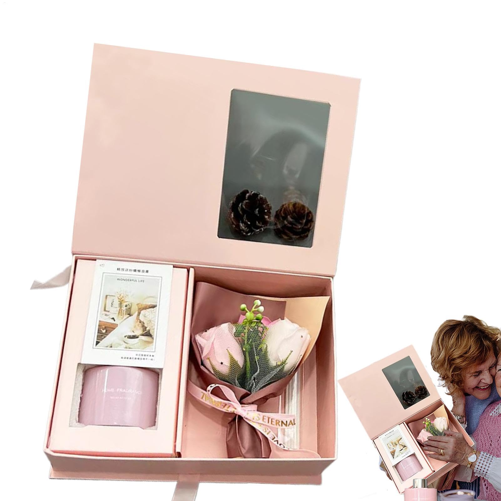 Caja difusora de aromaterapia, Juego de Regalo de aromaterapia de 120 ml, Caja de Regalo de aromaterapia, Elegante Caja de Get Well Soon, Cesta de SPA de Fragancia con Flor para Mujeres, Madres, | Varilla difusora de aromaterapia creativa, difusor de vari