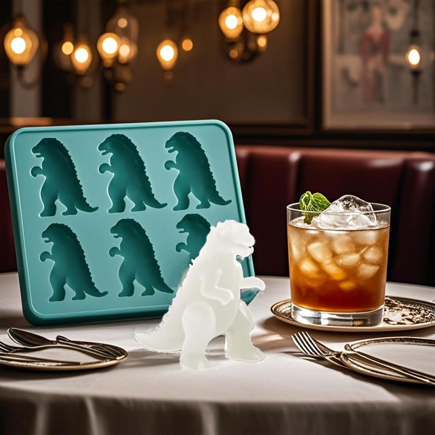 Monster Ice Mold,6 Cavity Silicone Monster Dinosaur Bigfoot Ice Cube Molds Homemade Flavored,Make Your Own Popsicles Ice Molds For Halloween Party Drinks,Easy Release & Easy Fill (#03)