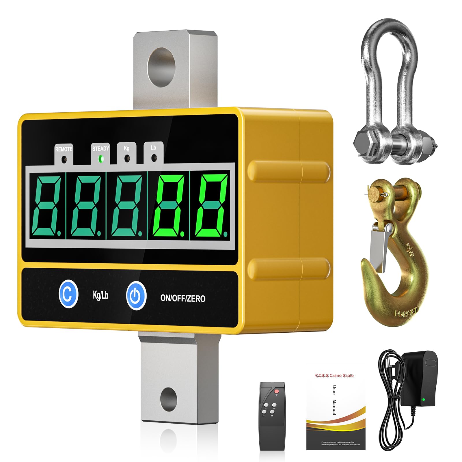 Báscula de Grúa 2T, Crane Scale Pantalla LED Báscula Colgante Industrial de Alta Precisión con Control Remoto para Maquinaria Industrial de Precisión Ganadera